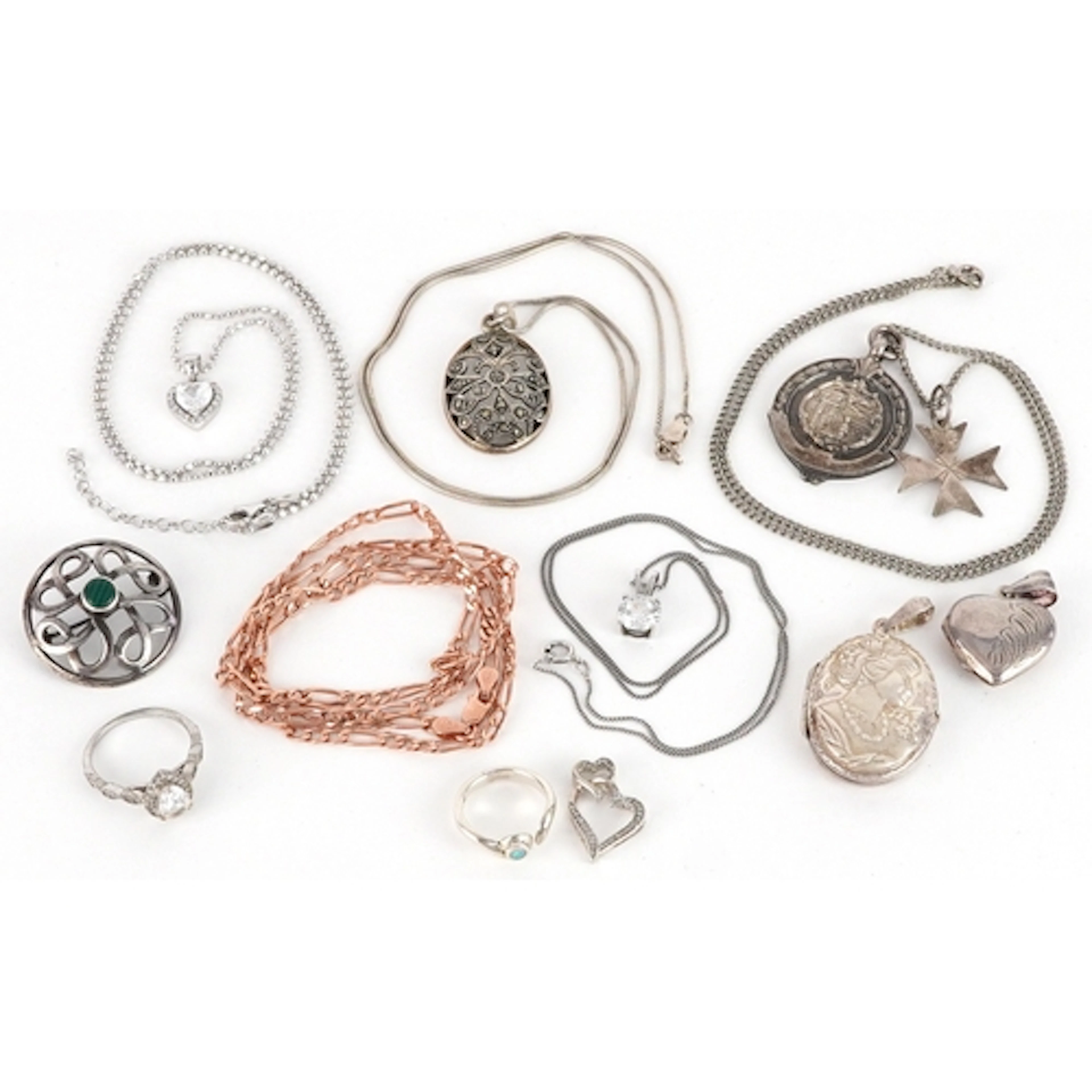 Vintage and later silver jewellery including a Celtic style ...