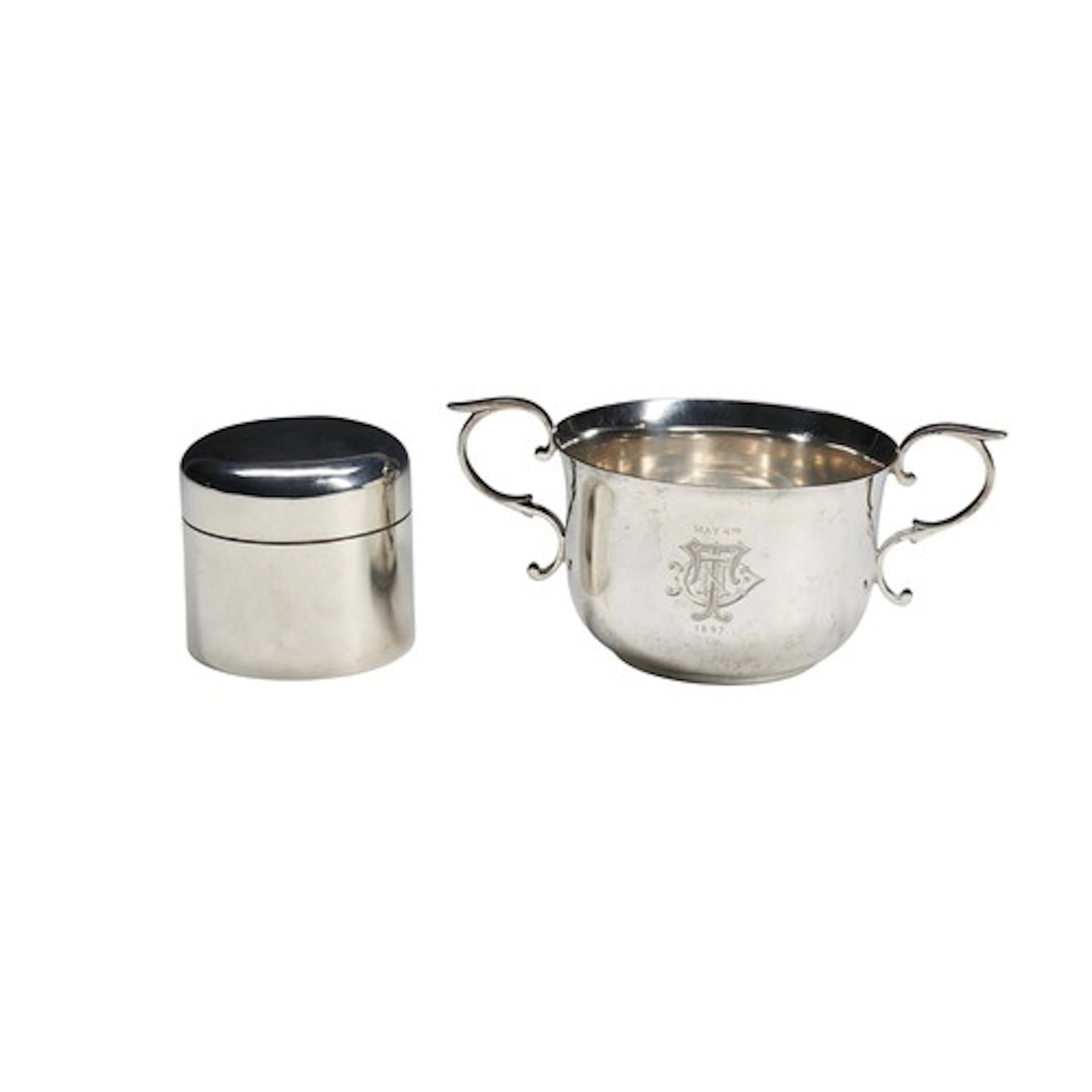A LATE VICTORIAN SILVER PORRINGER LONDON 1896 with elegant t...