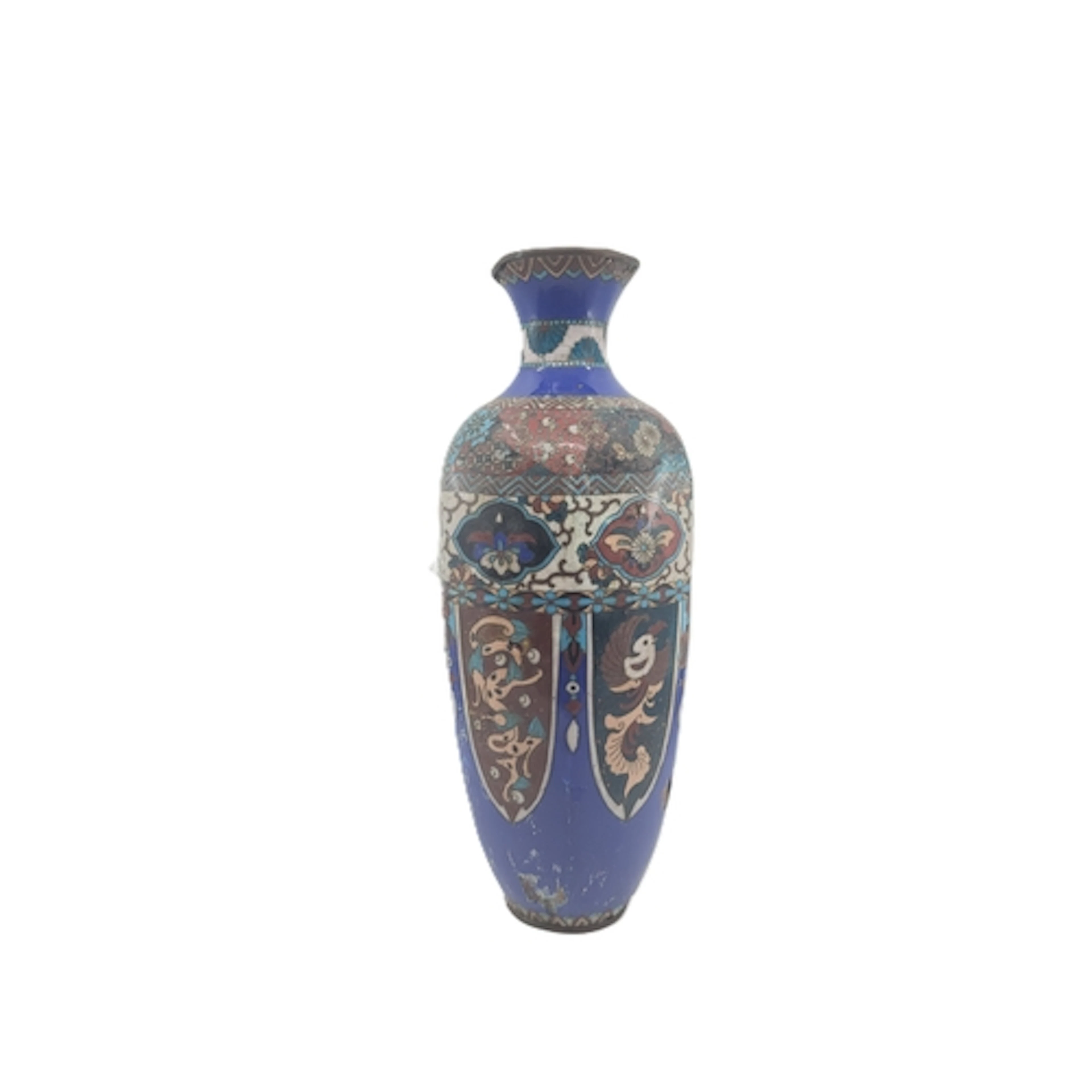 A VINTAGE CLISSONNÉ VASE, with oriental decoration, together...