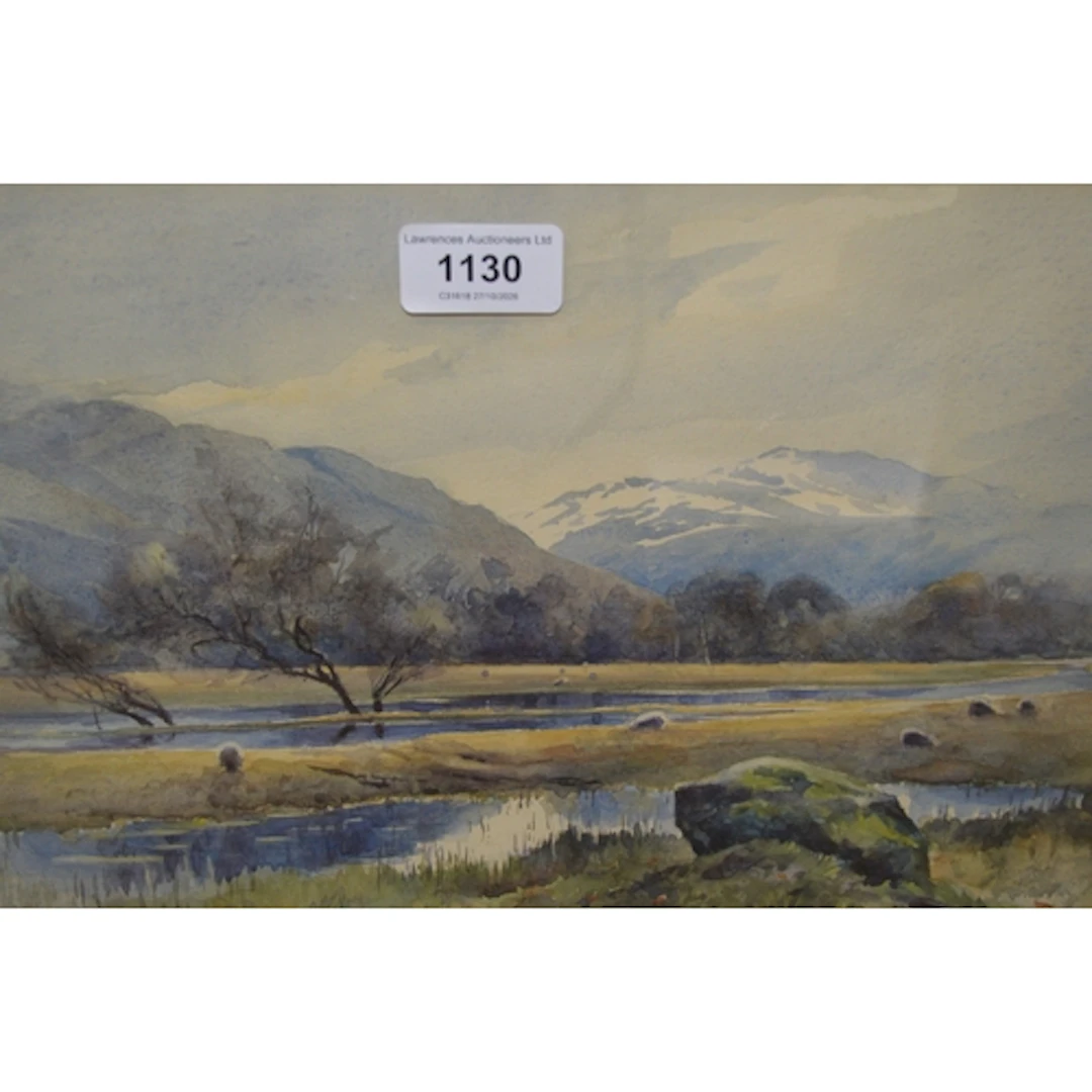Early 20th Century watercolour, Scottish Borders river lands...