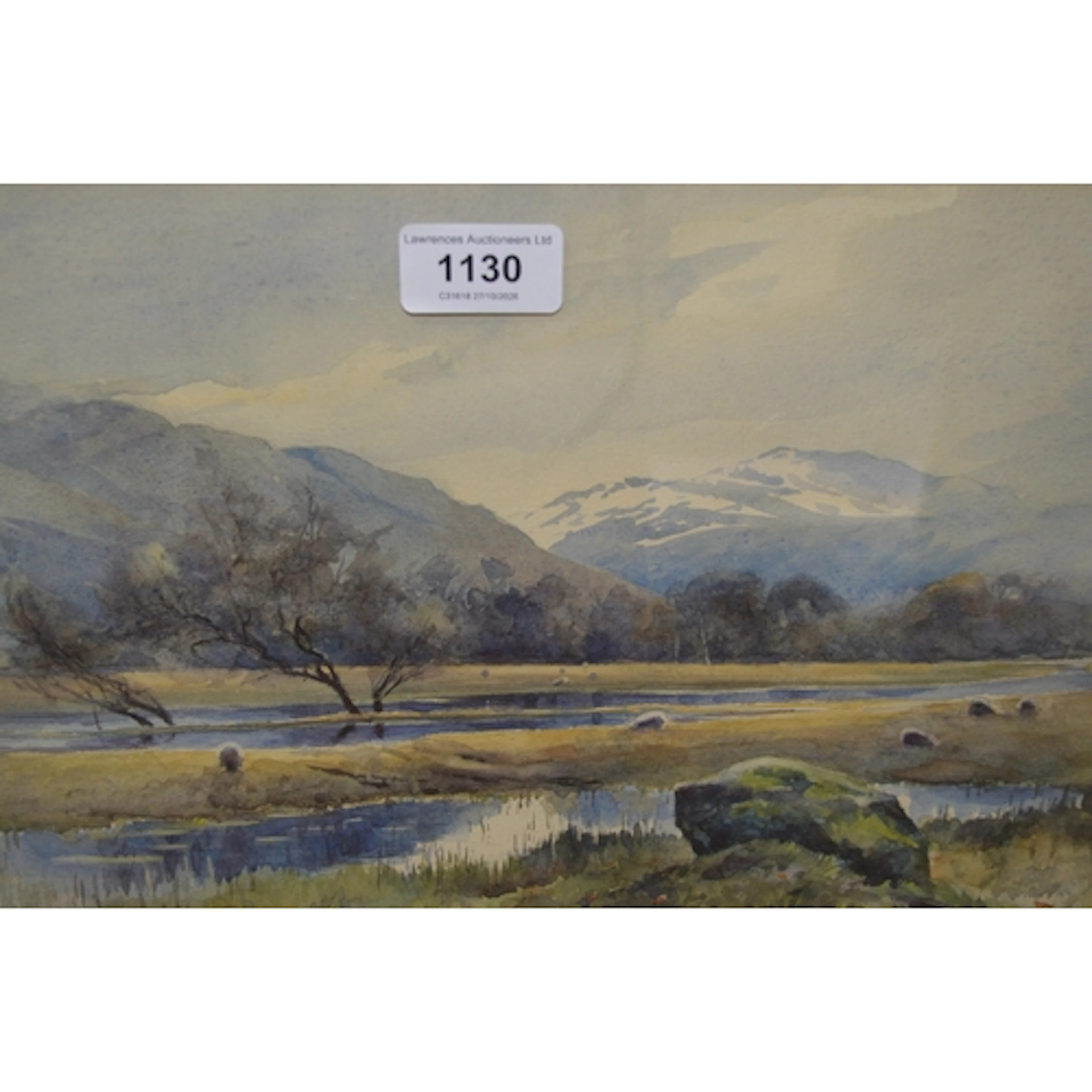 Early 20th Century watercolour, Scottish Borders river lands...