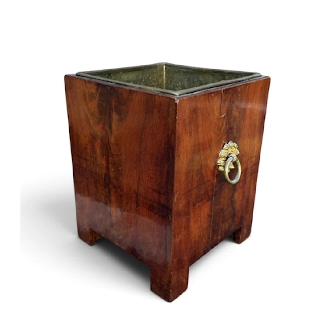 A GEORGIAN MAHOGANY JARDINIERE, WITH BRASS CARRY HANDLES AND...