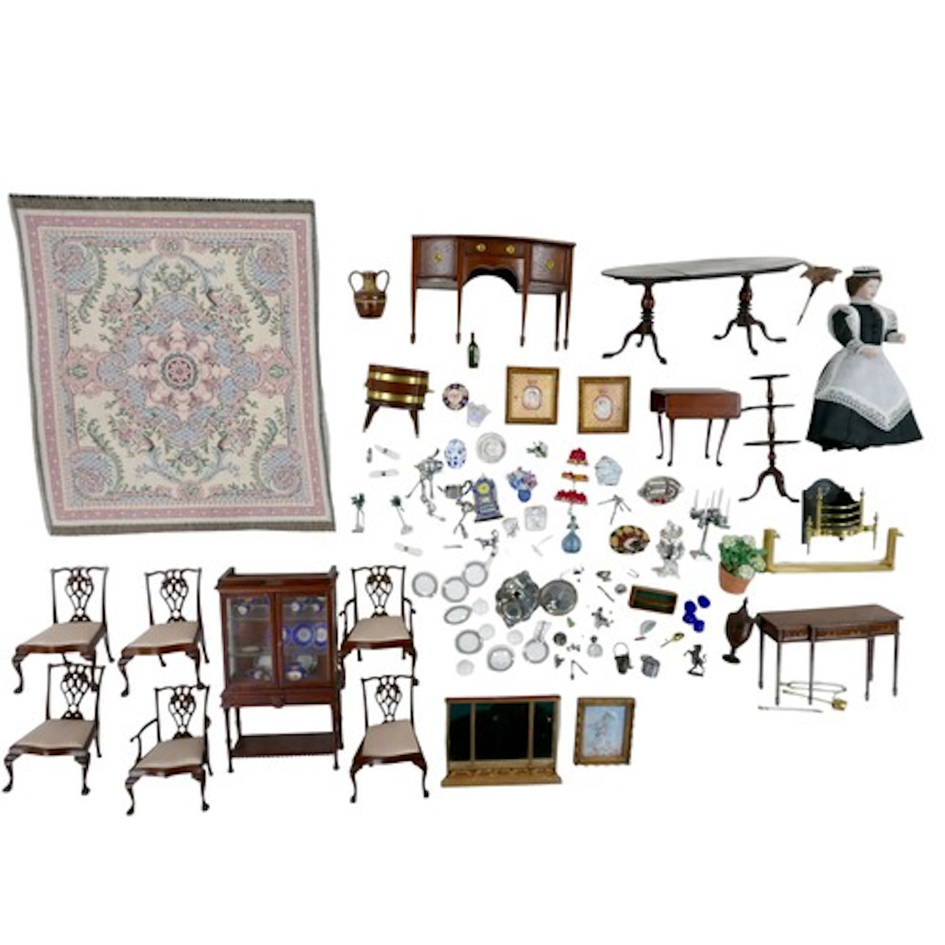 A quantity of miniature doll's house furniture and accessori...