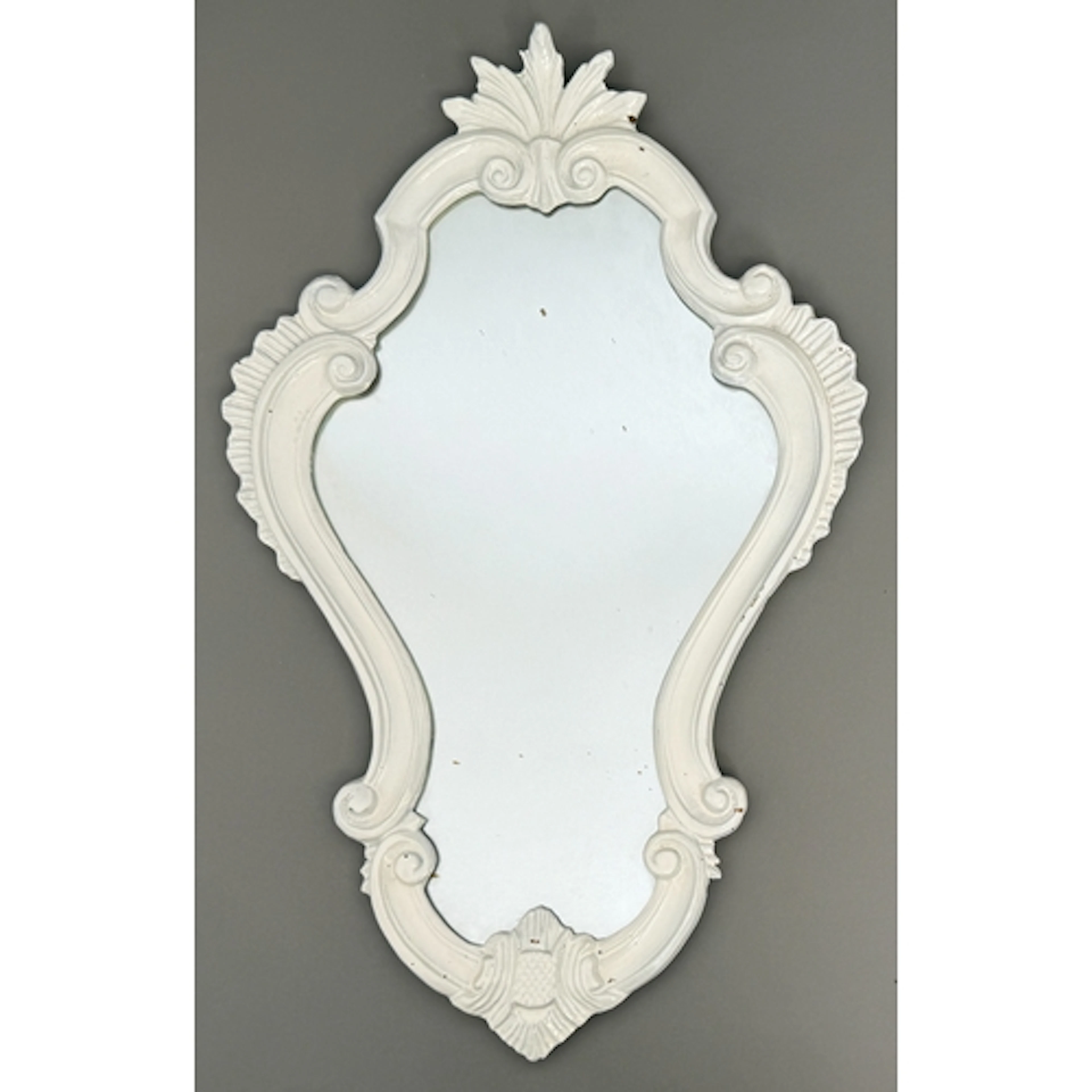 A modern Baroque style wall mirror - heavy, white painted me...