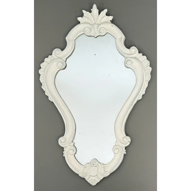A modern Baroque style wall mirror - heavy, white painted me...