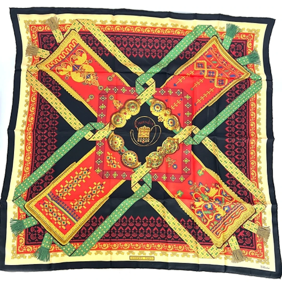 An Hermes 'Brins d'Or' silk scarf designed by Julie Abadie, ...