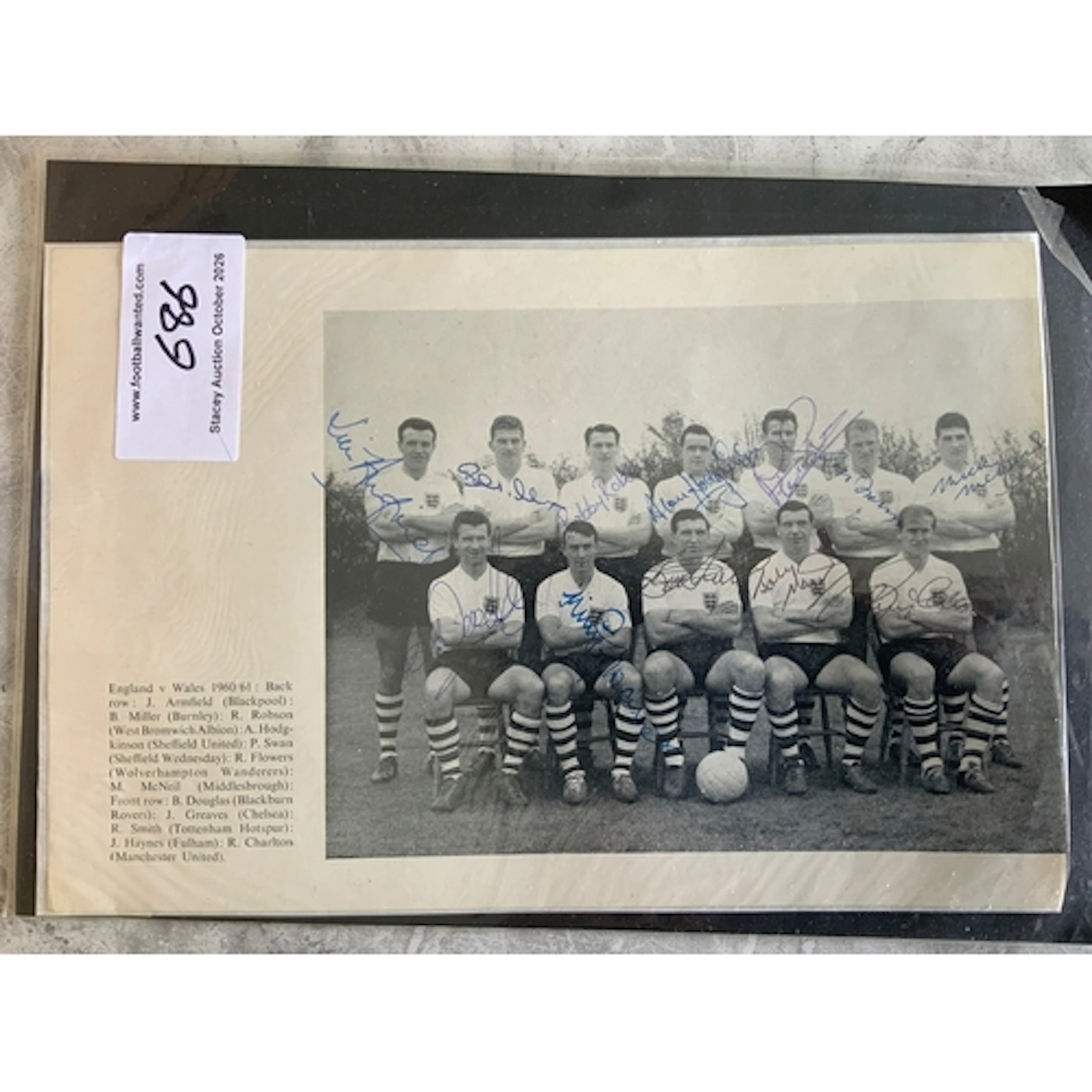 1960 England Fully Signed Team Picture: All 12 pictured have...
