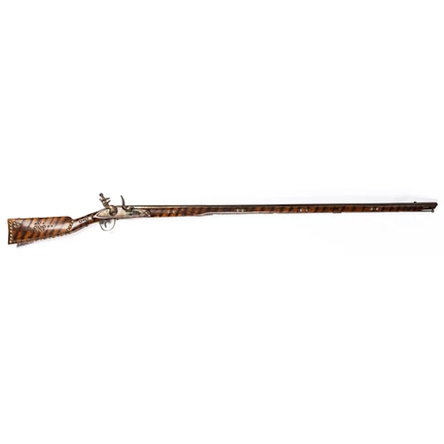 AMERICAN FRONTIER TIGER STRIPED FLINTLOCK RIFLE. American fr...