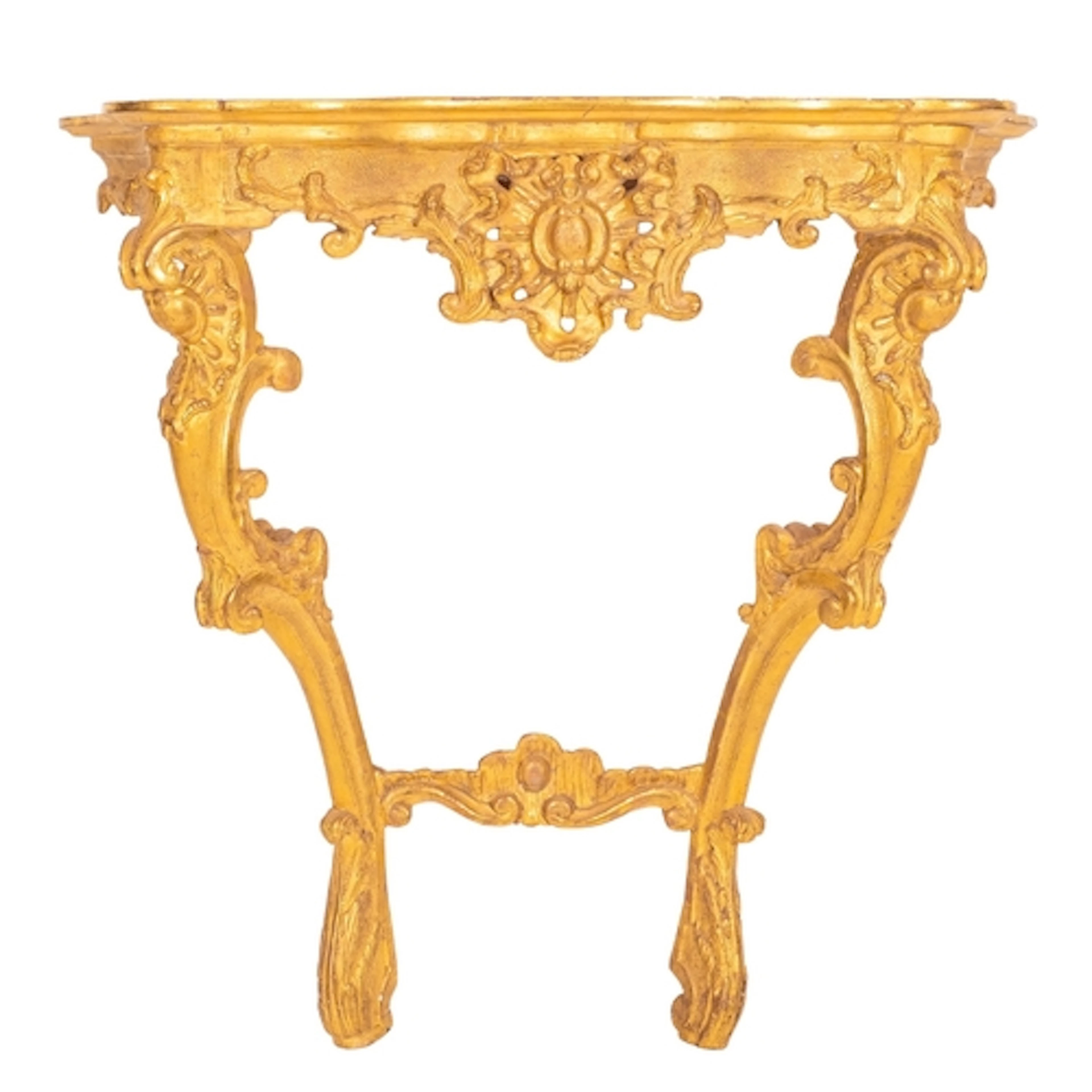 A Continental carved and giltwood console table base in Loui...