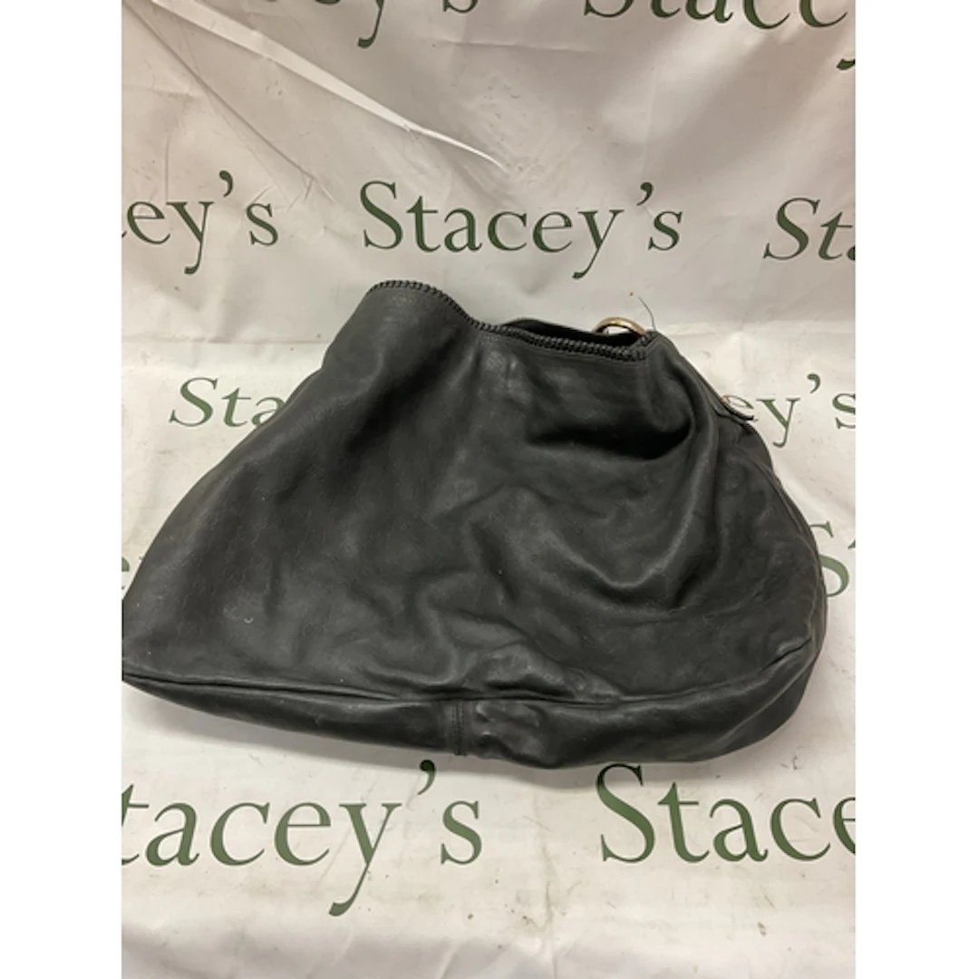 Gucci horse bit large bucket bag, black leather. Minor damag...