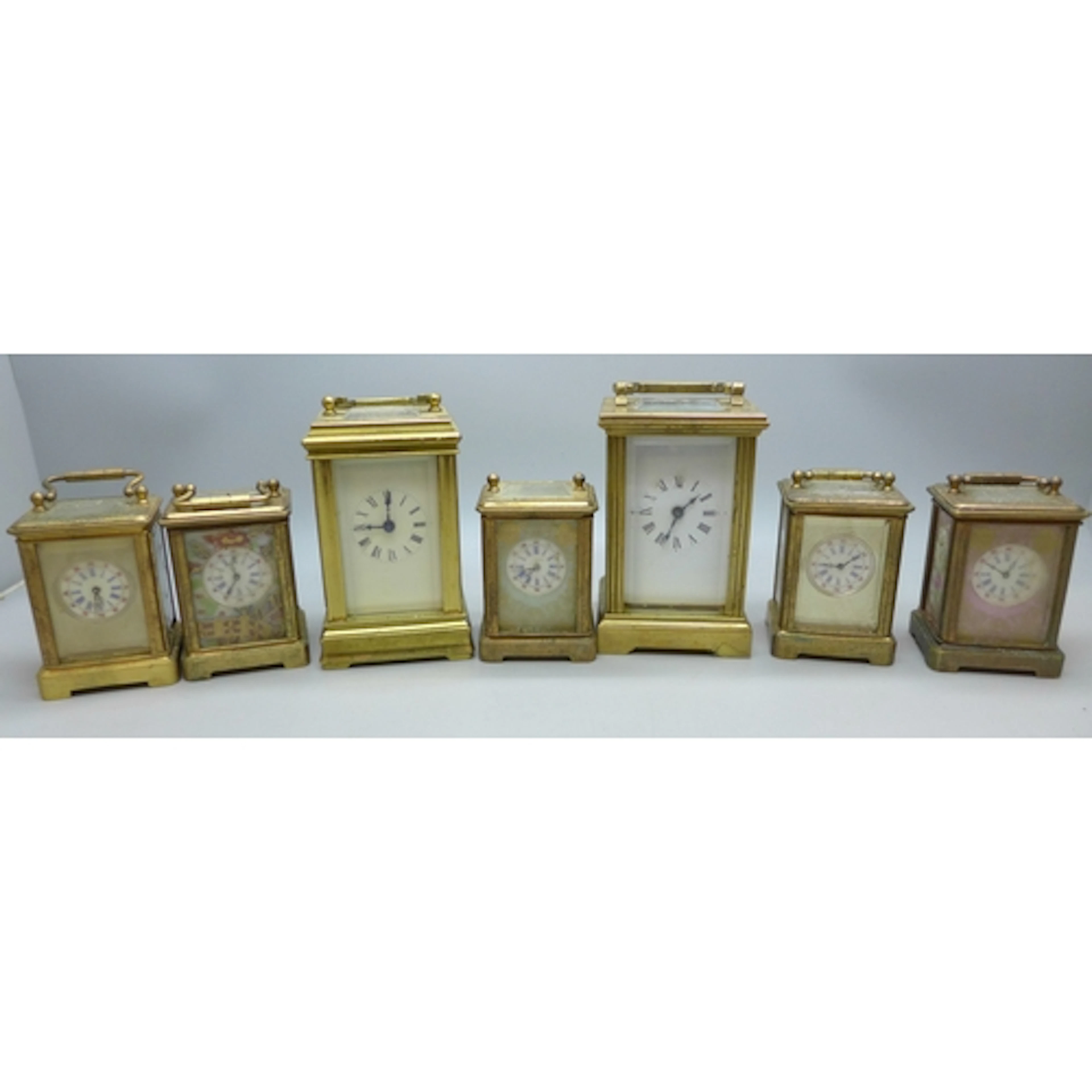 Collection of small and miniature brass carriage clocks, to ...