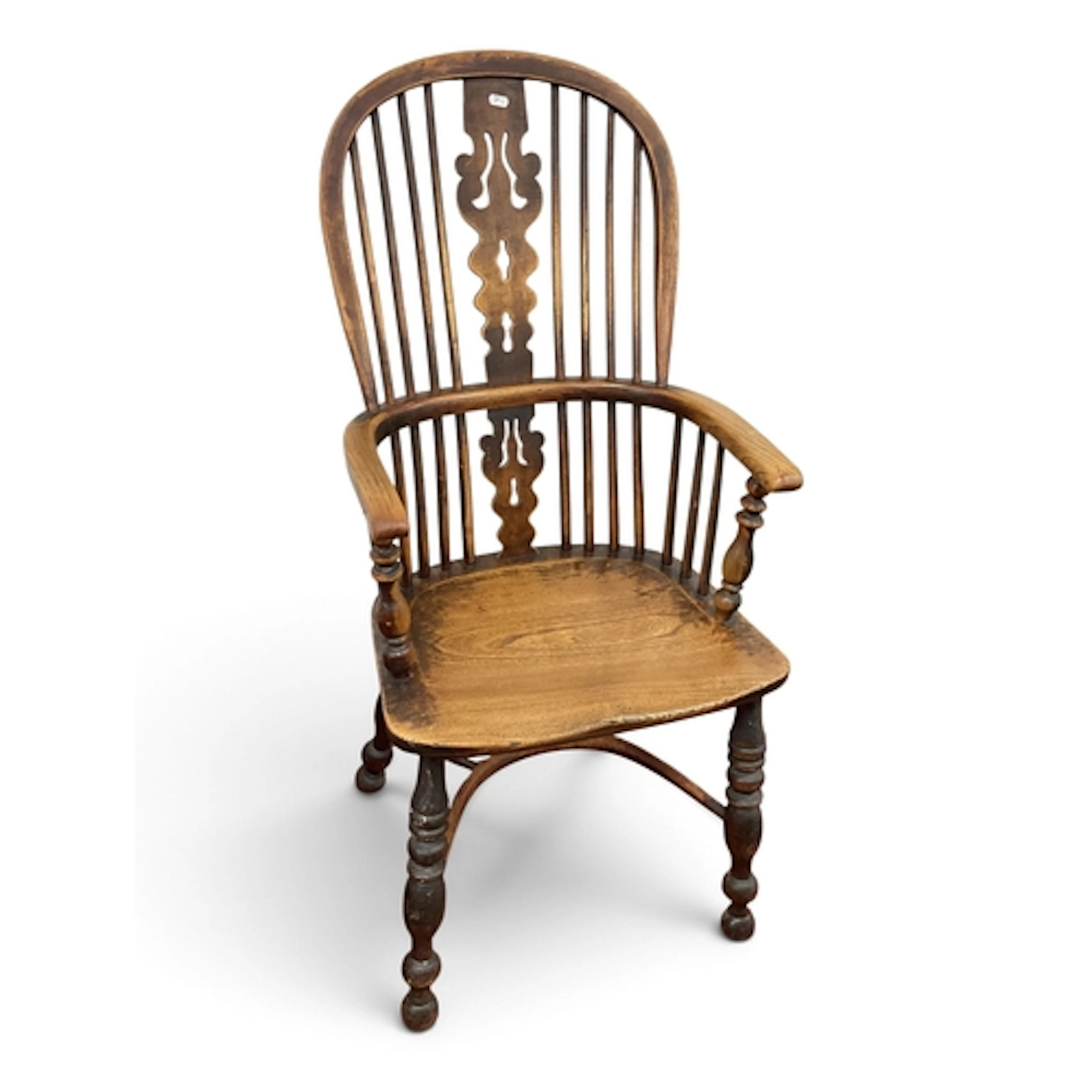 A XIX Century Ash and Elm Windsor Armchair with pierced shap...
