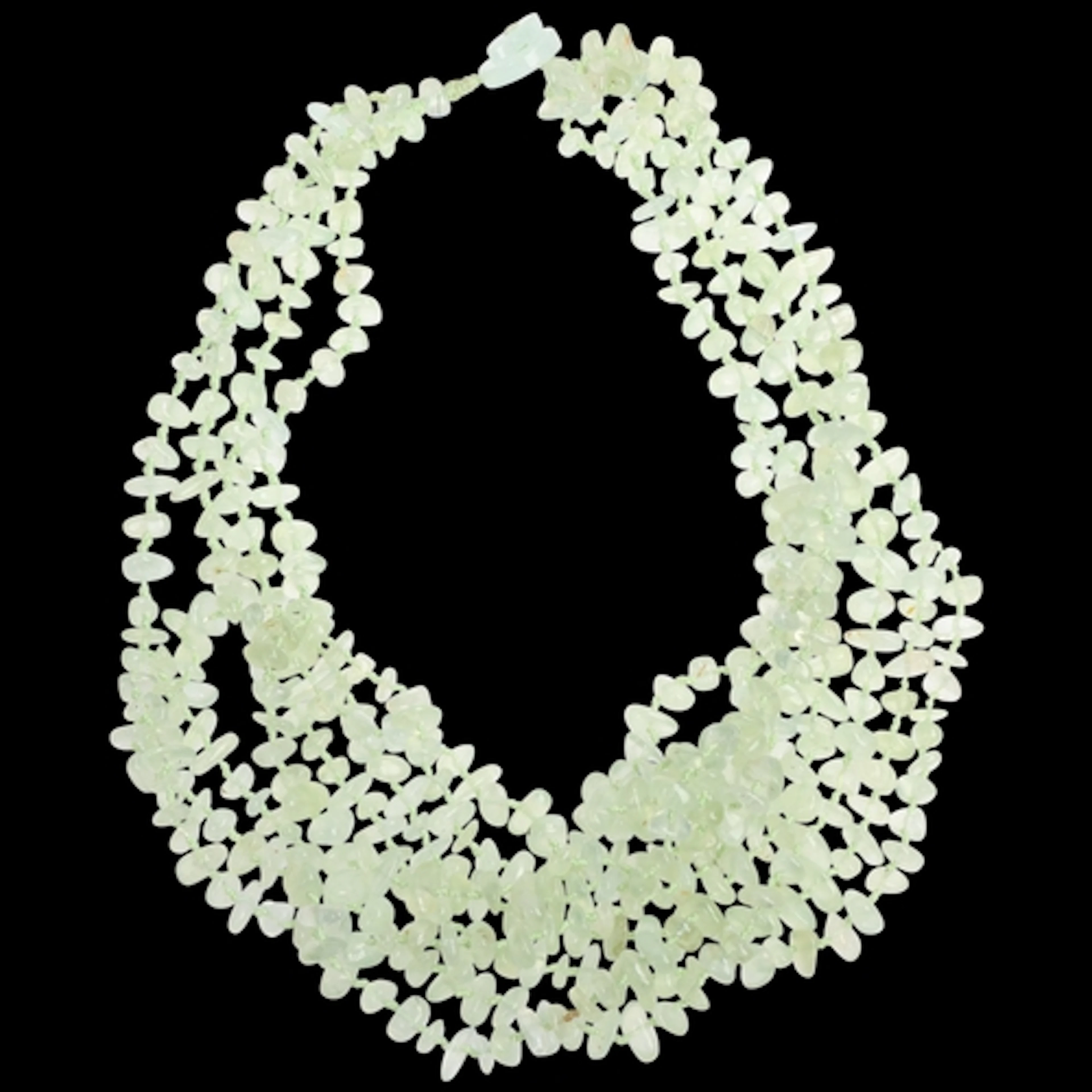 A Vintage quadruple strand prehnite bead necklace, 50cm, 225...