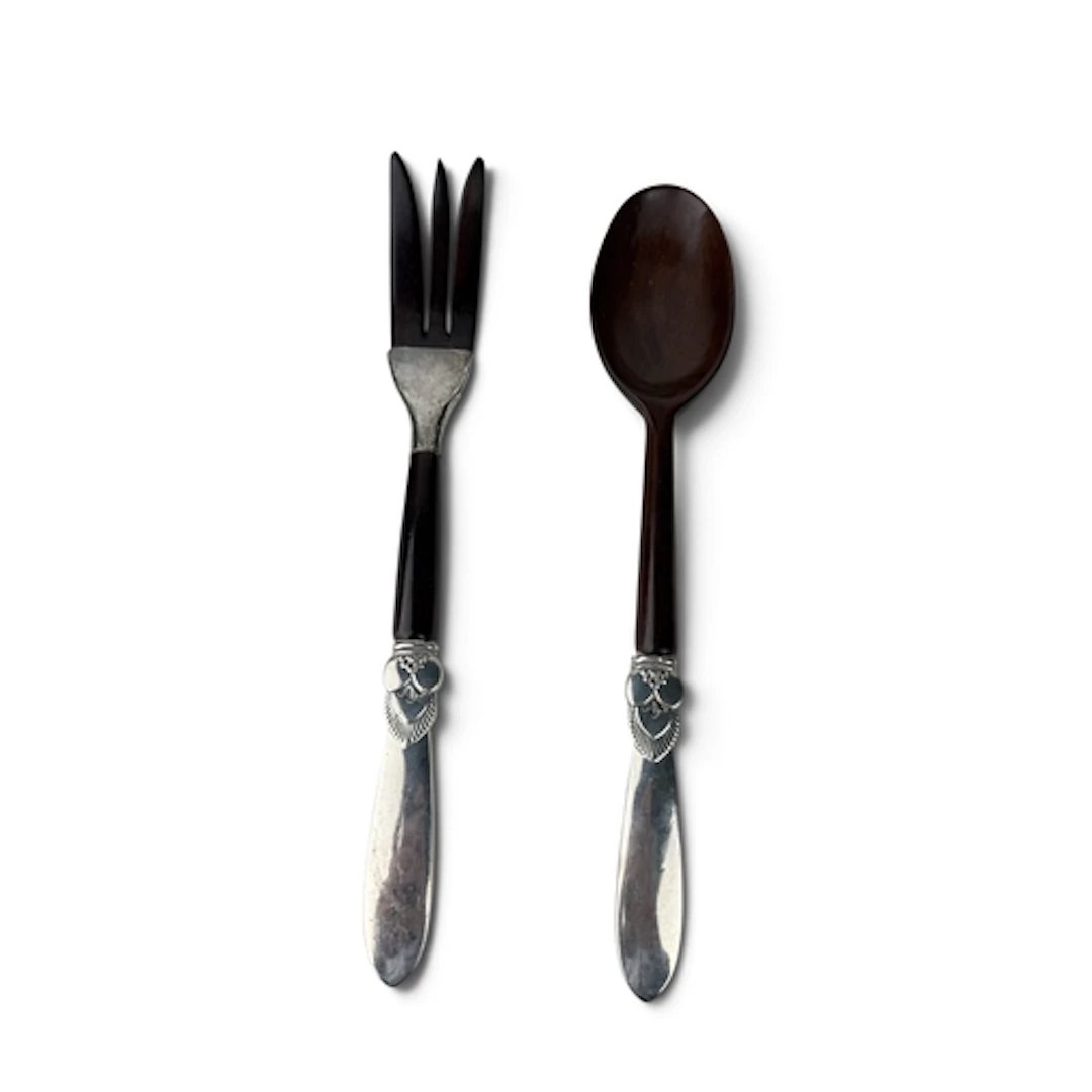 A PAIR OF DANISH CACTUS PATTERN SILVER MOUNTED MAHOGANY SALA...