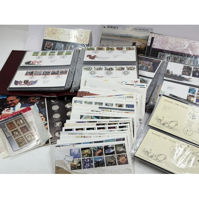 Stamps: Presentation Packs for Jersey, British Birds, Diana,...