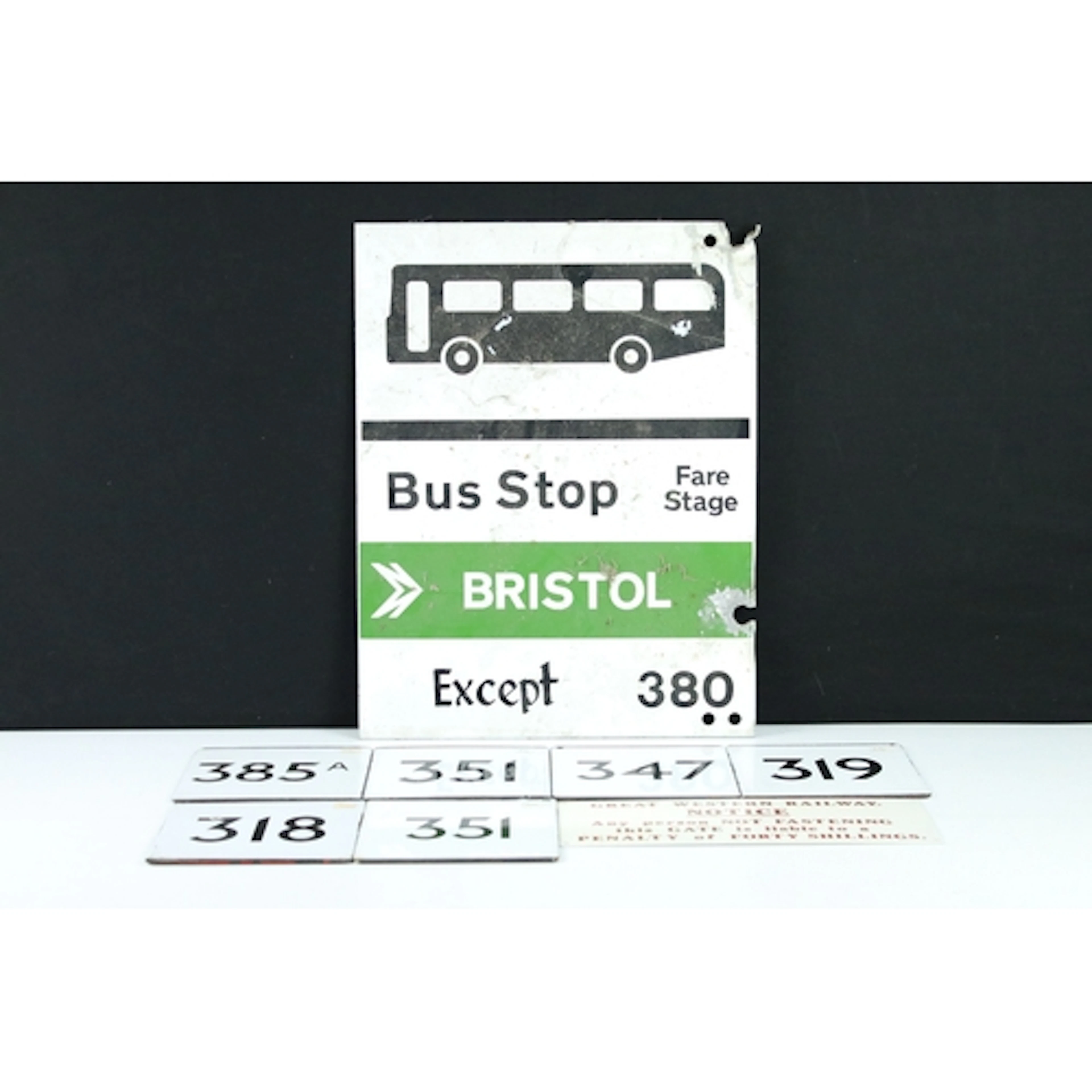 Collection of early to mid 20th century enamel bus stop enam...