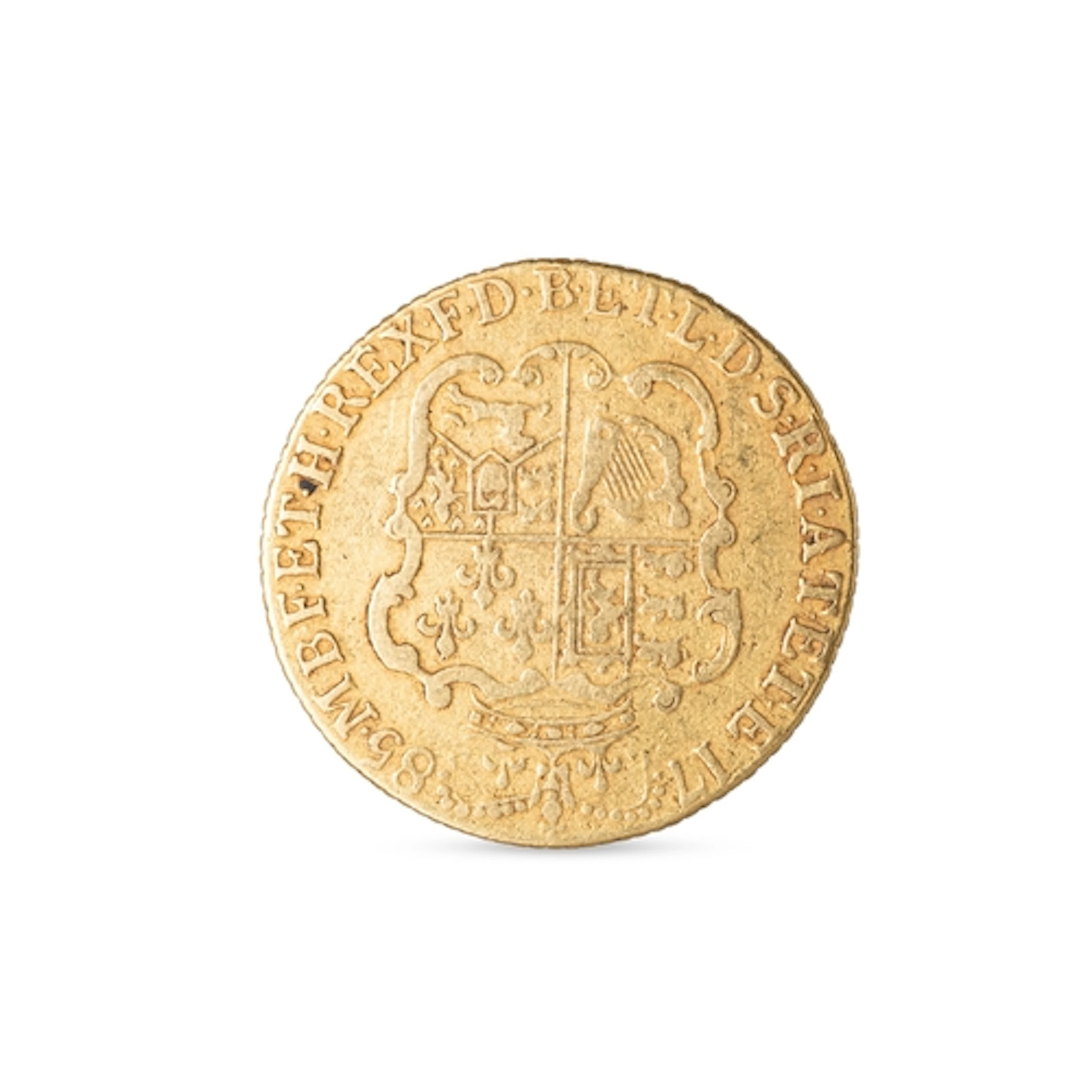 A 1785 FULL GUINEA ENGLISH GOLD COIN, Fine, 8.1 g. 22 ct. go...