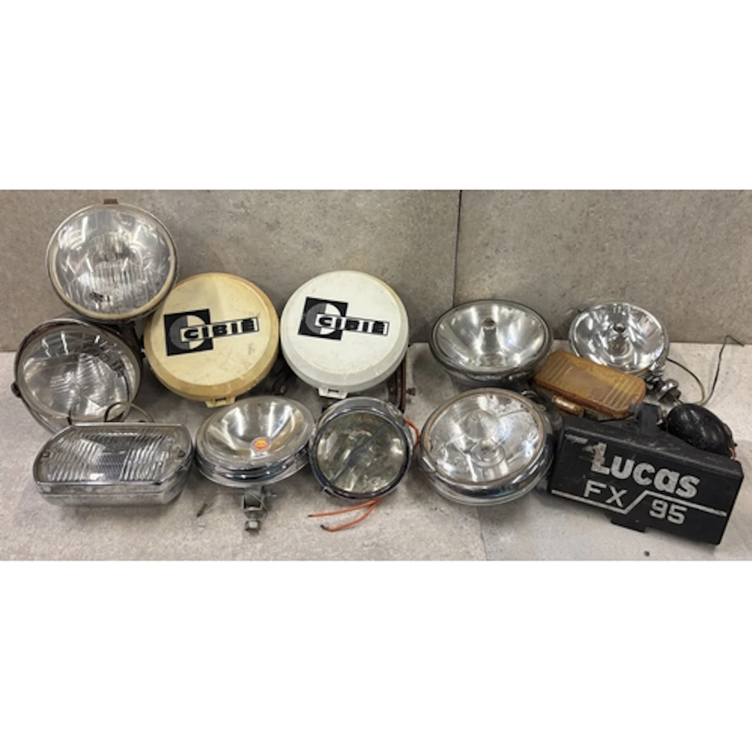 A pair of vintage Cibié spotlights together with various oth...