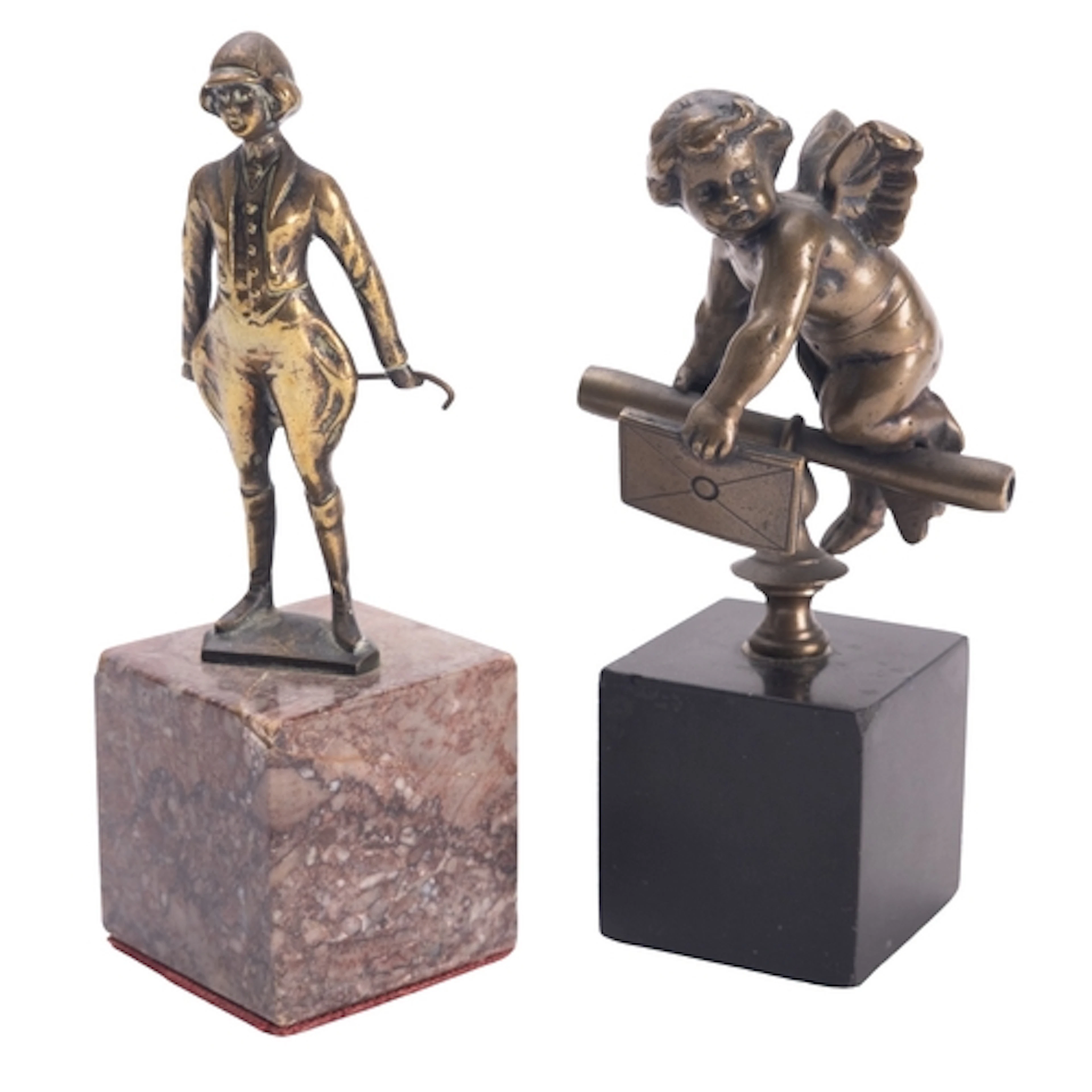 A Continental bronze model of Cupid, late 19th century; wing...