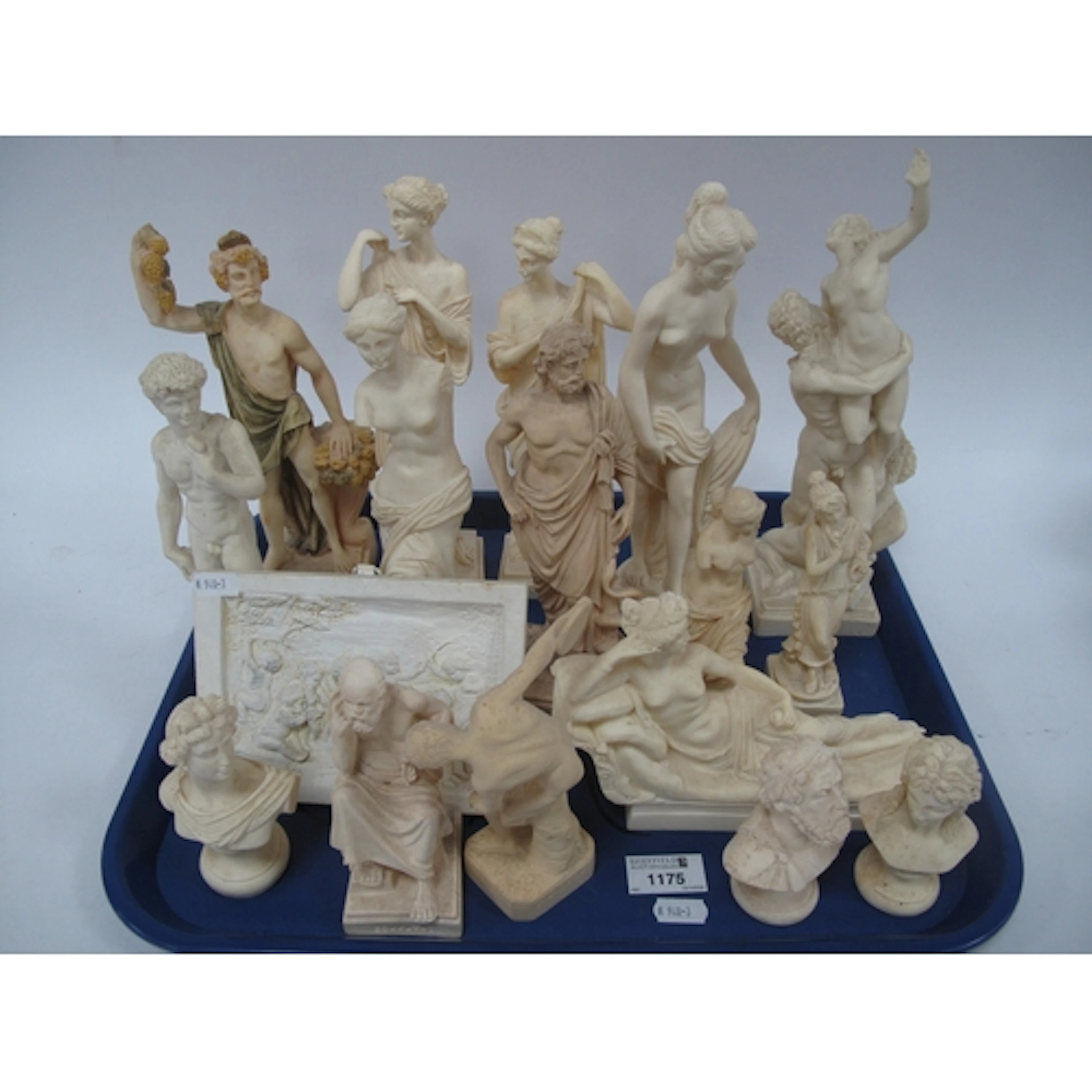 Collection of classical-style handmade moulded alabaster sta...