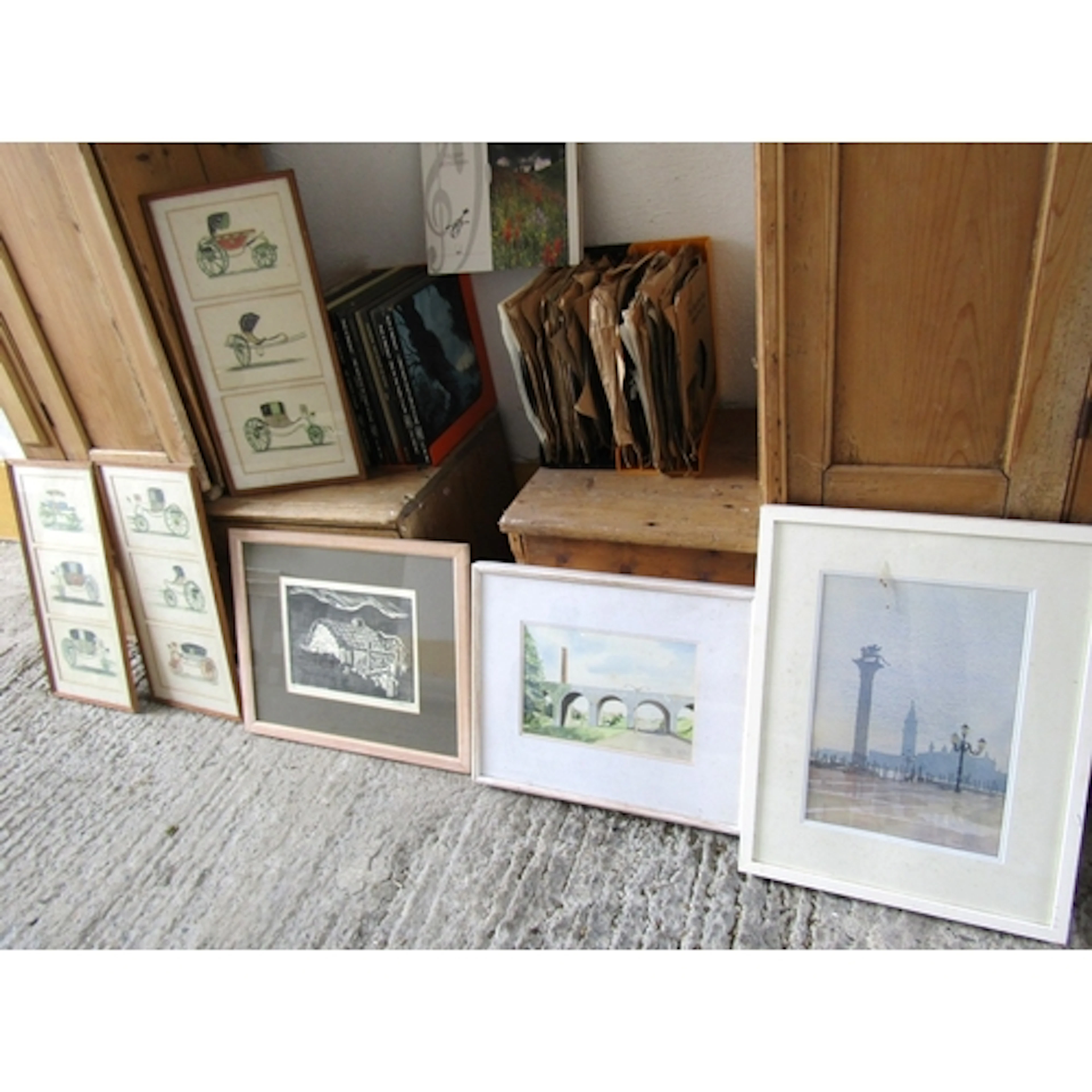 Collection of Various Watercolours and Prints Including Scen...