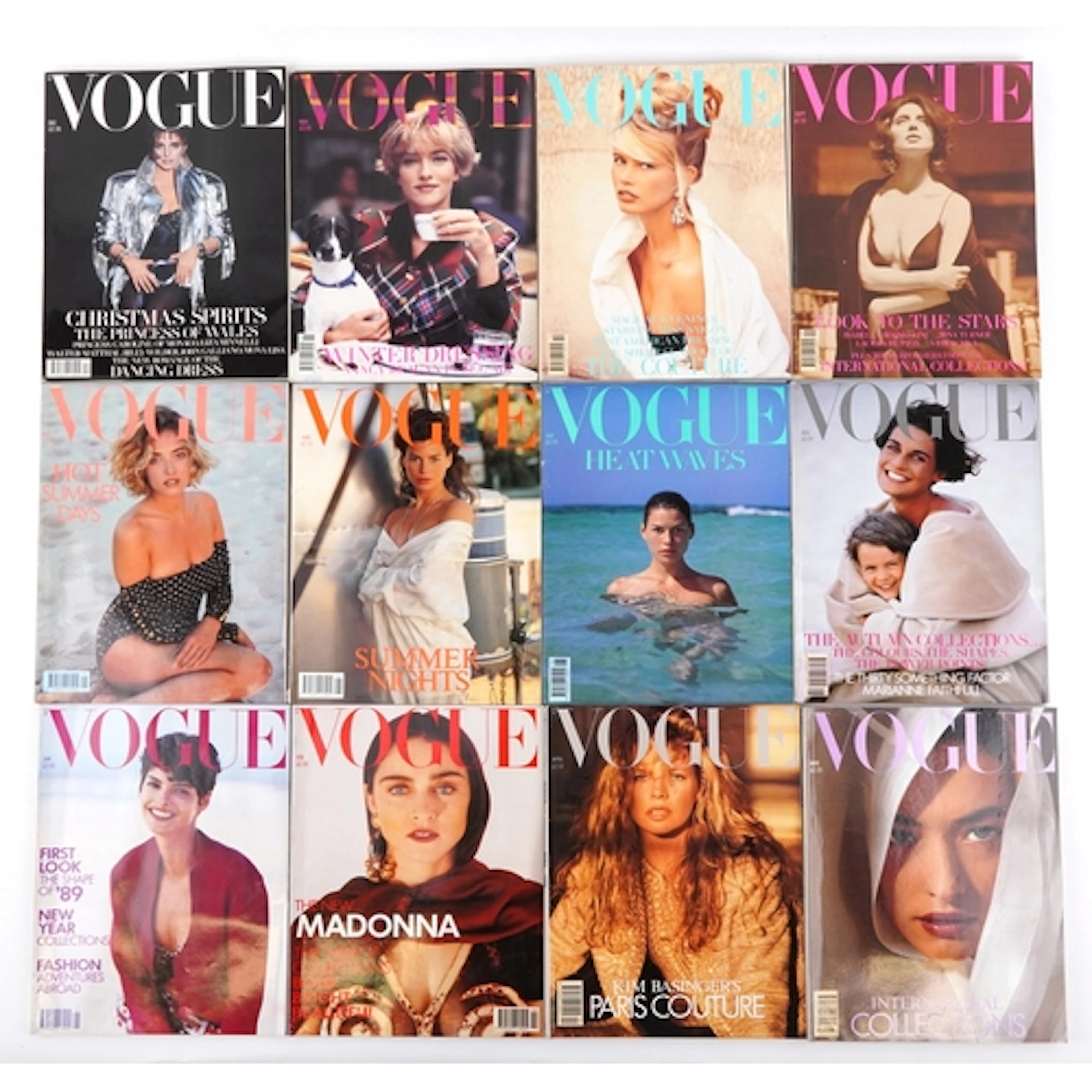 Vogue magazines, a complete run of the year 1989.