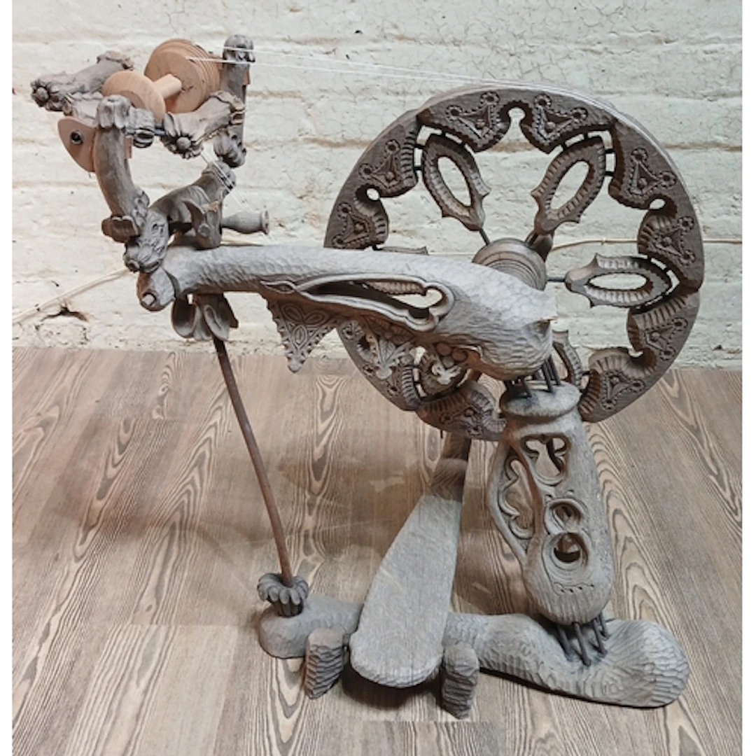 John Southworth Prescott (b1939), spinning wheel, reclaimed ...