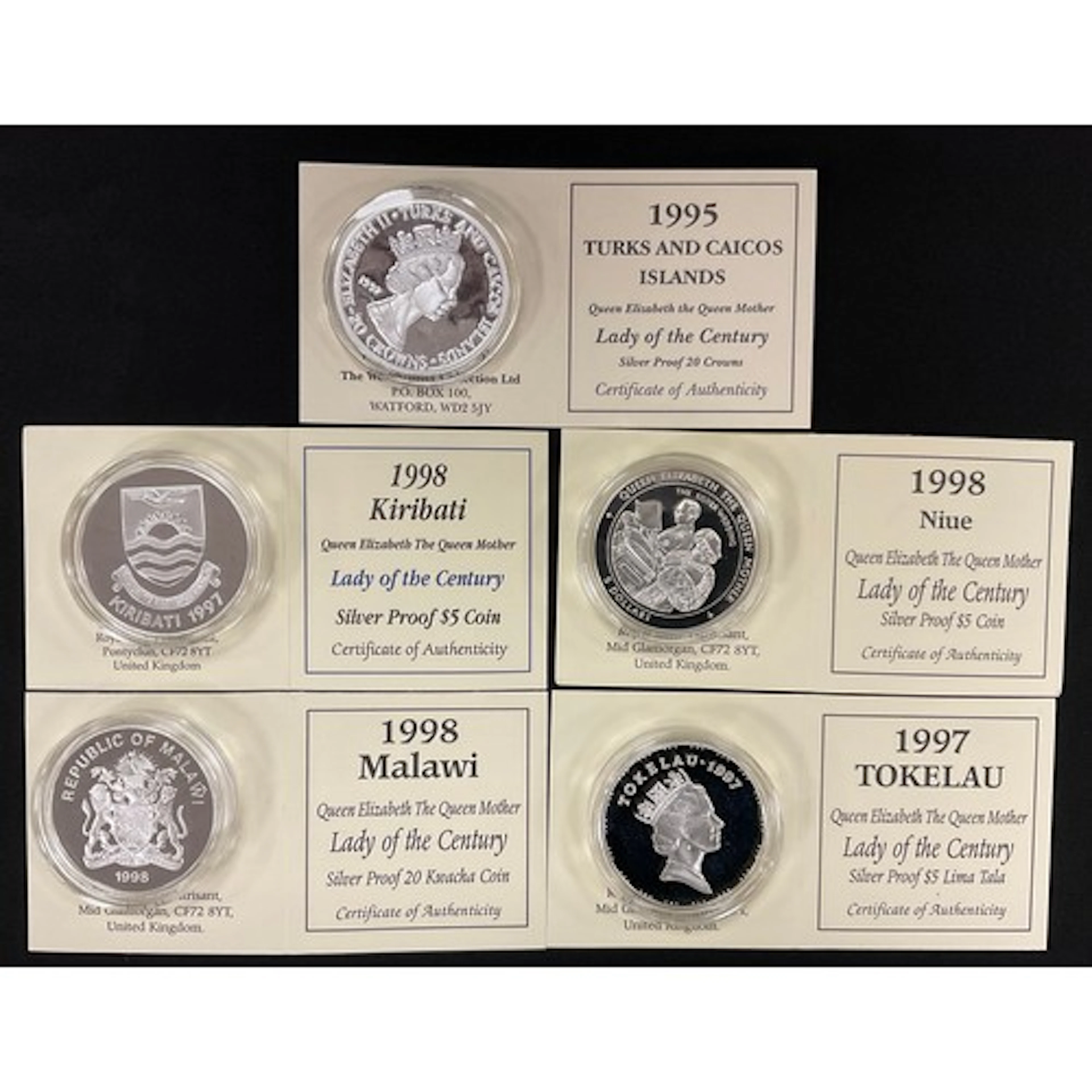 Numismatics - five Royal Mint silver proof coins including a...