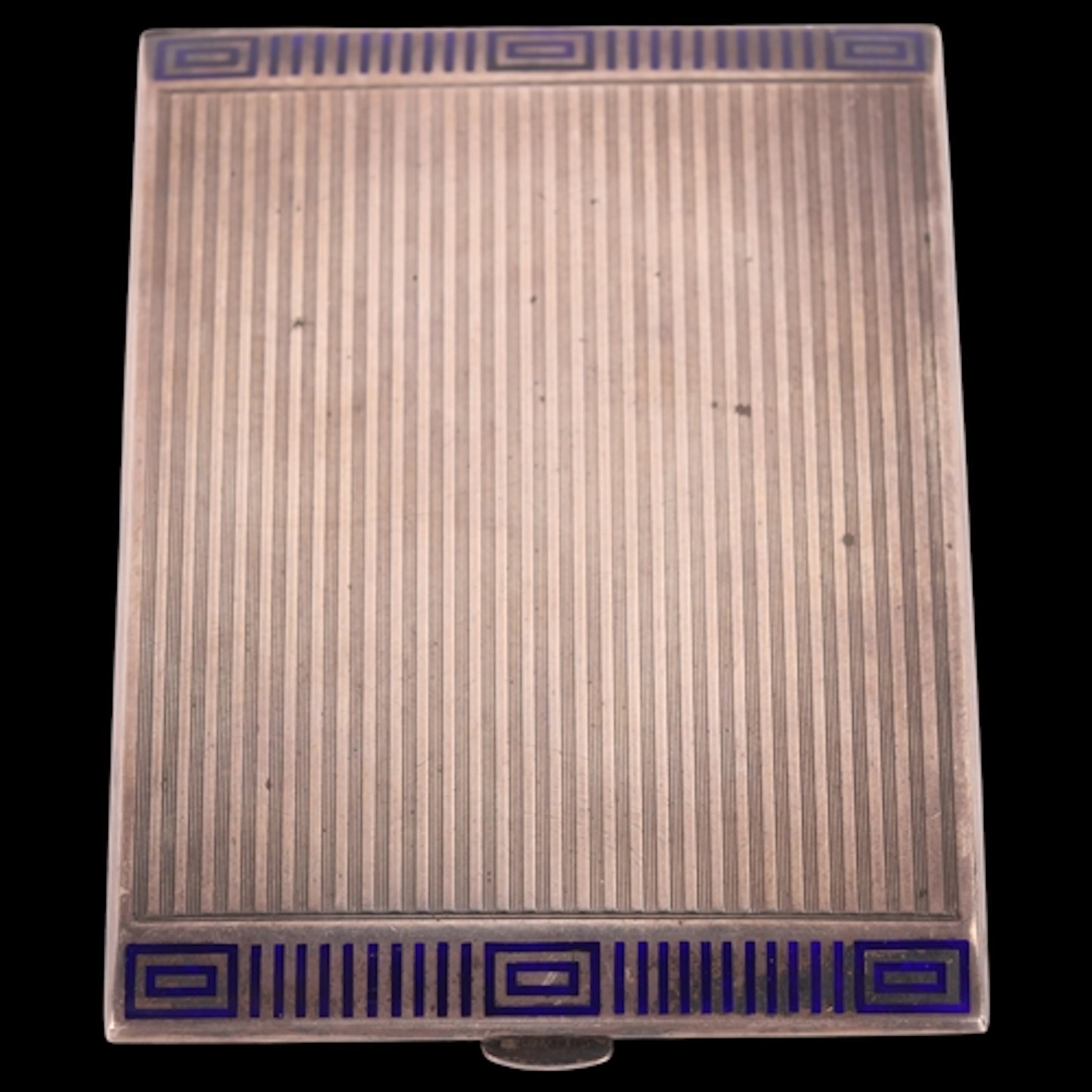 An Art Deco Austrian silver blue enamel cigarette case, Silb...