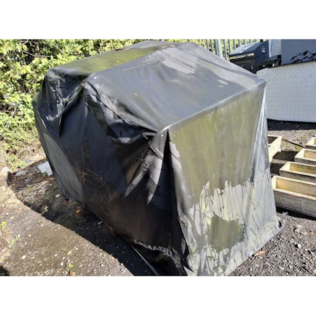 AN ARMADILLO METAL FRAMED MOTORCYCLE COVER 108cm wide and 26...
