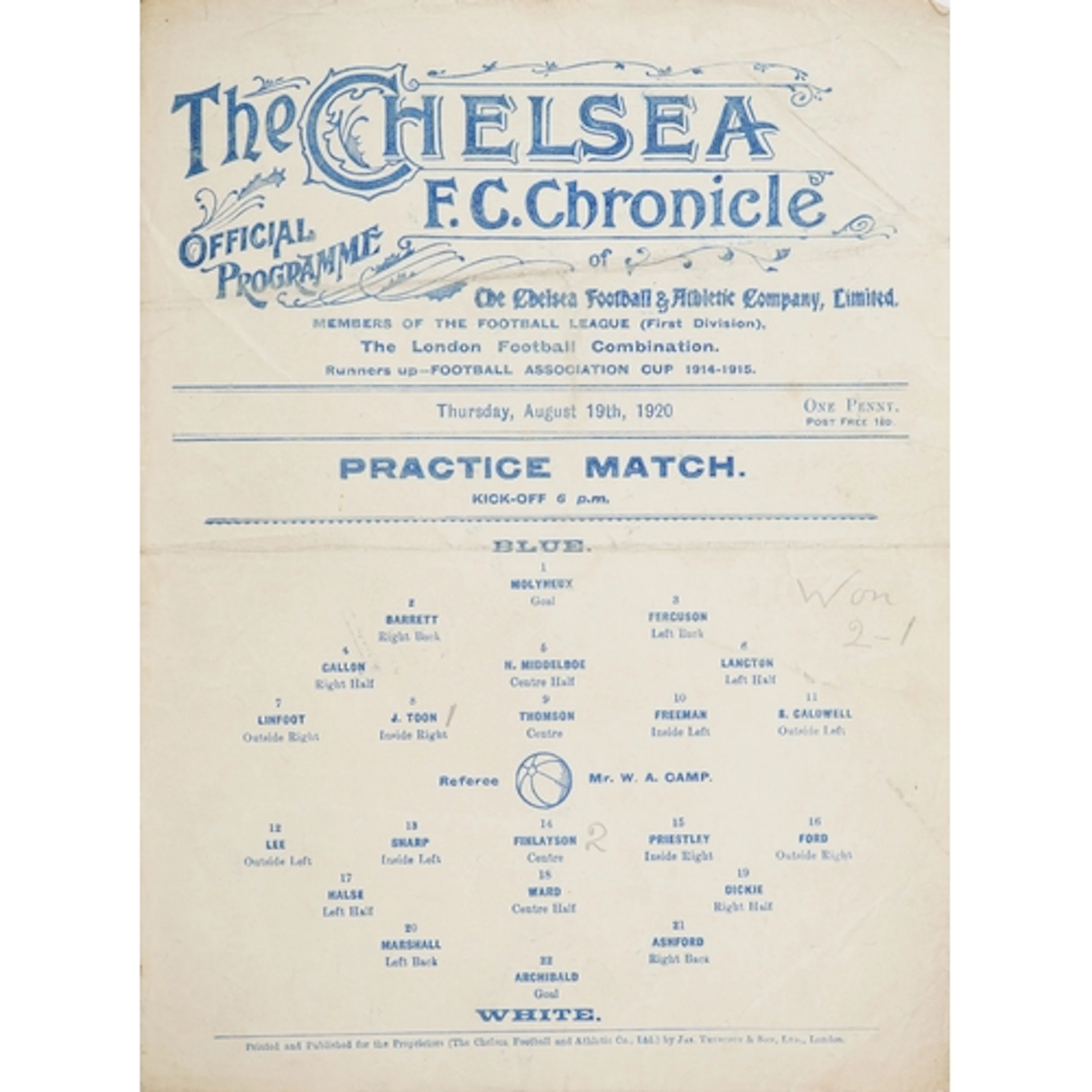 The Chelsea F.C. Chronicles official football programme - Pr...