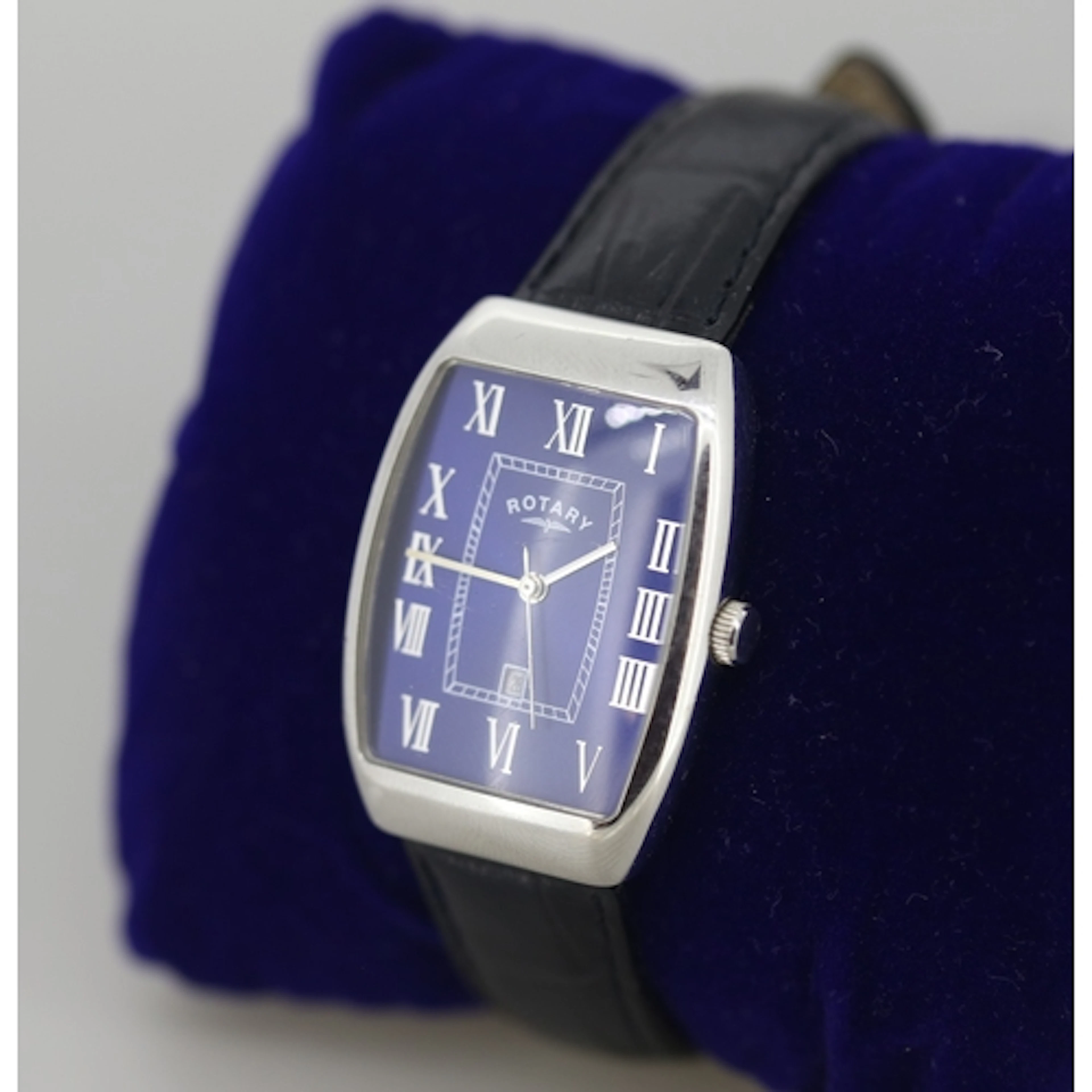 Rotary Silver Tone Unisex Wristwatch Royal Blue Sunburst Dia...