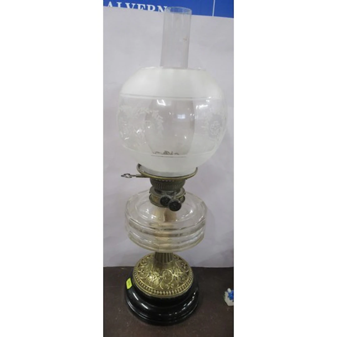 A 19th century glass oil lamp