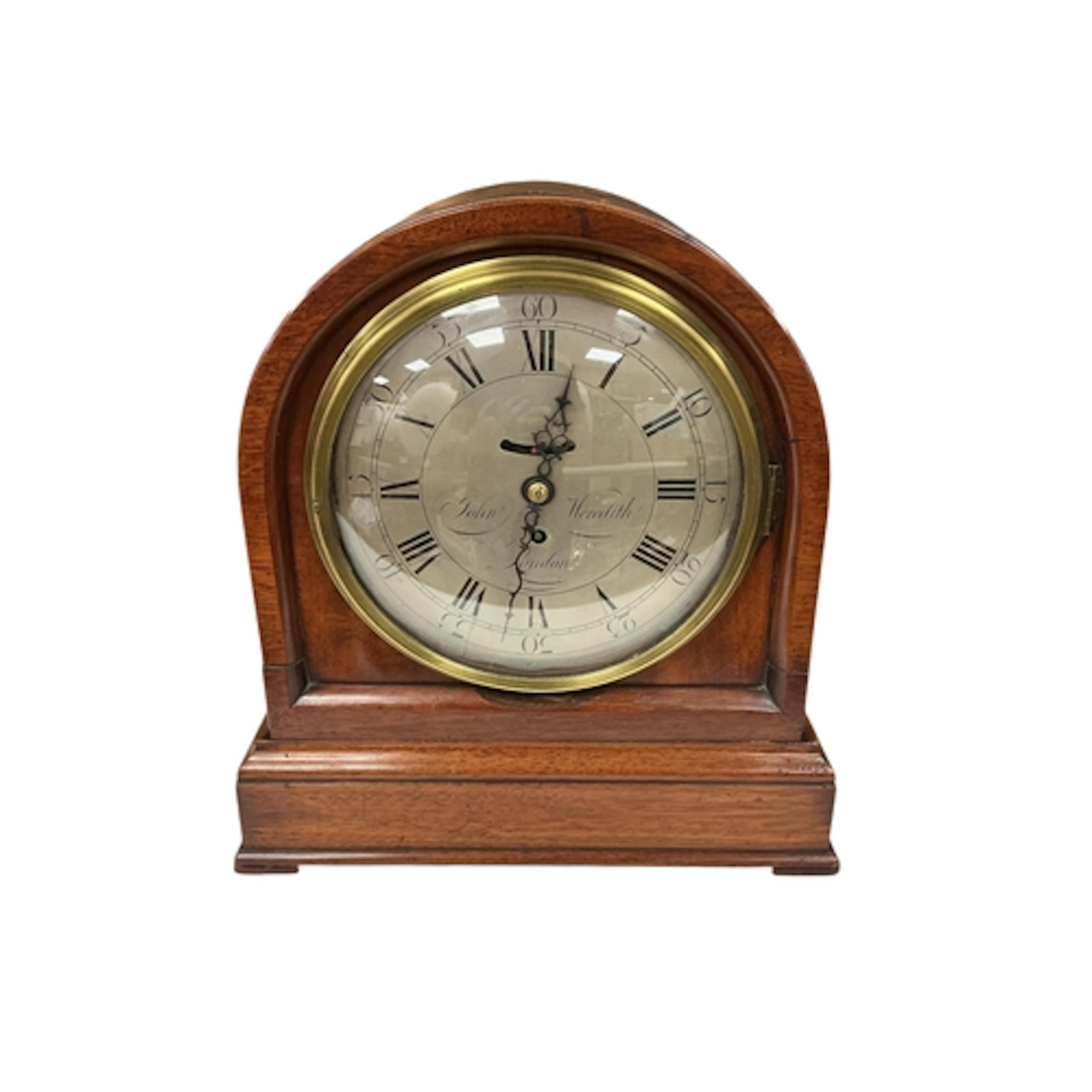 A 19th century mahogany mantel clock, later cased, the dial ...