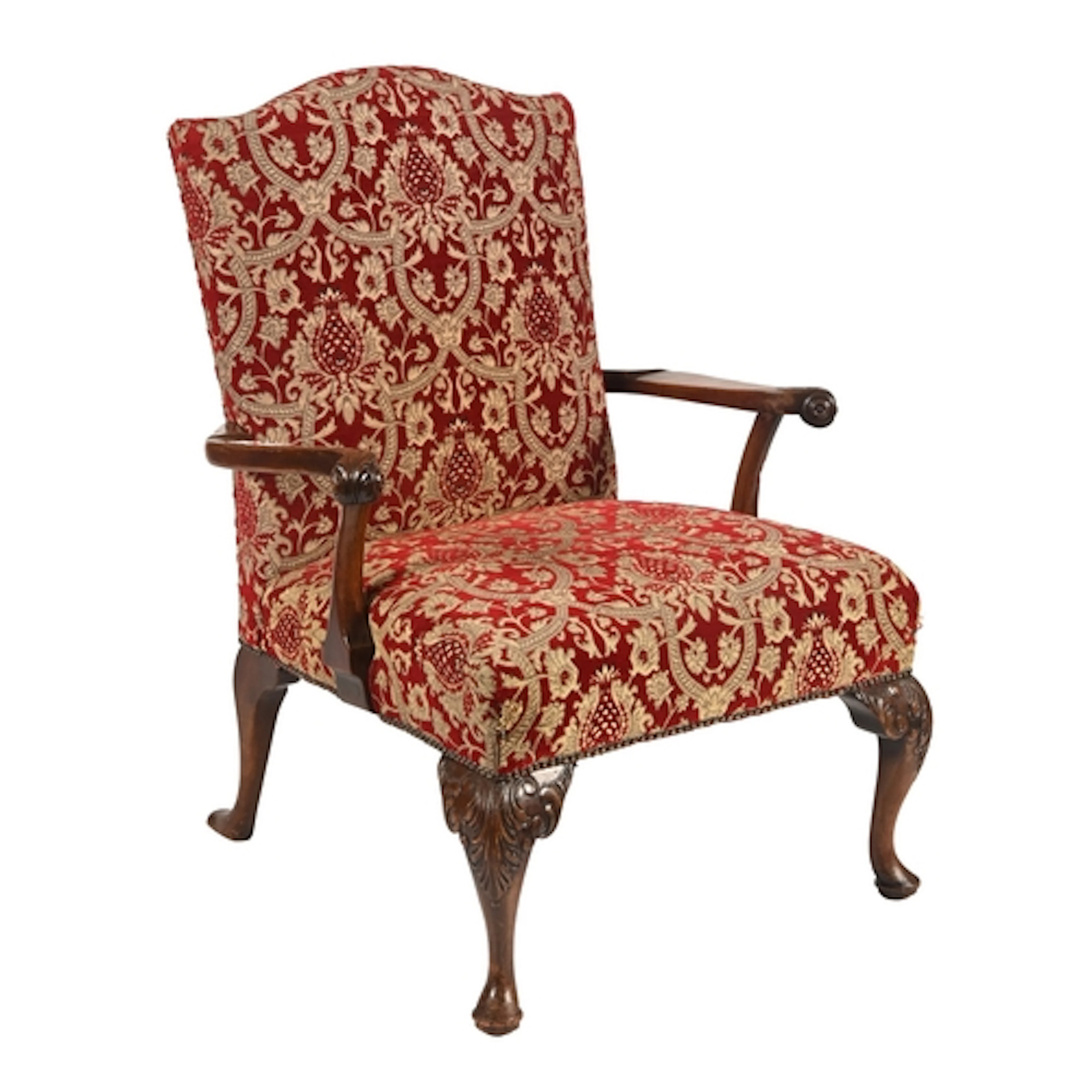 A mahogany library chair, first half 20th c, in George II st...