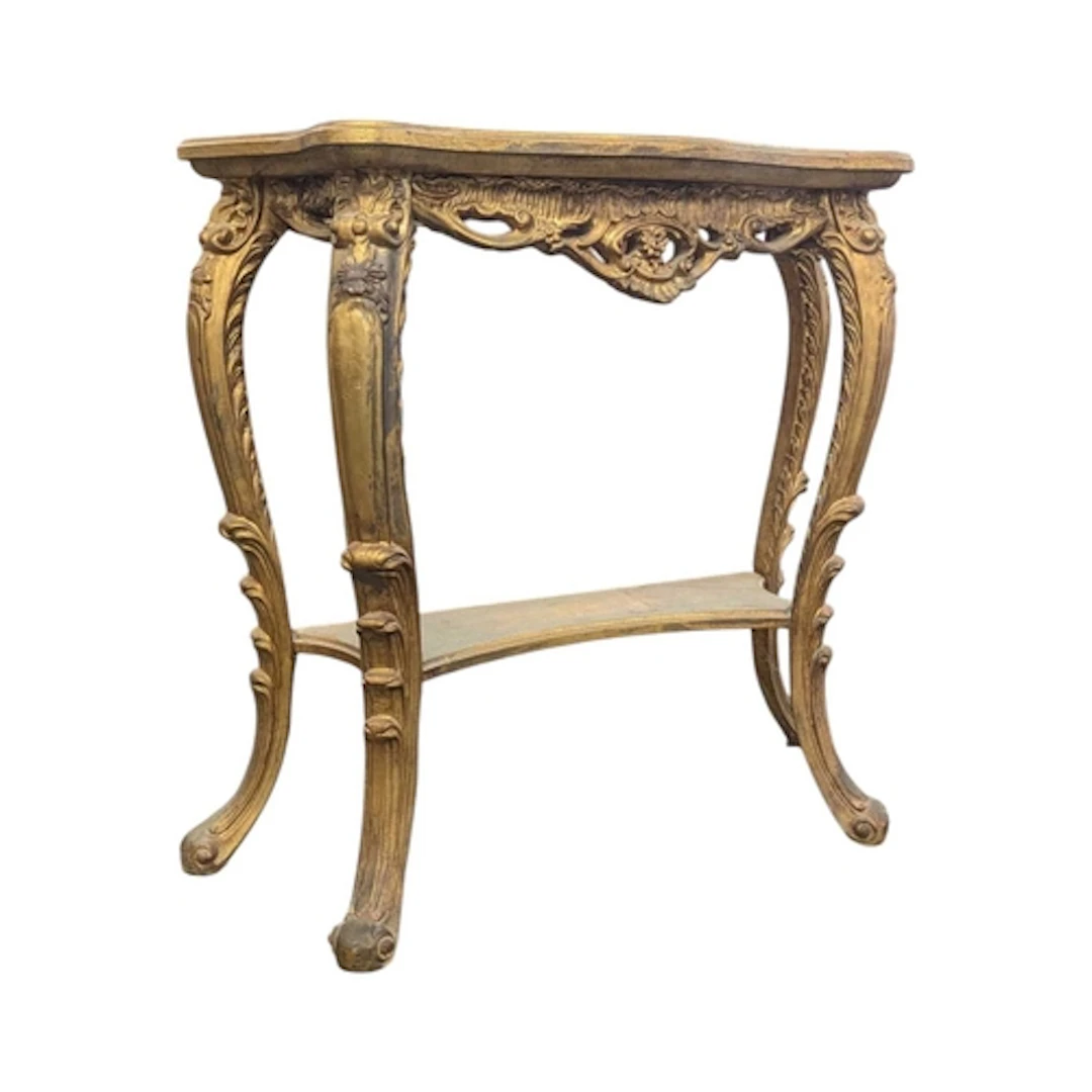 A 20th century painted & gilded flashwork console hall t...