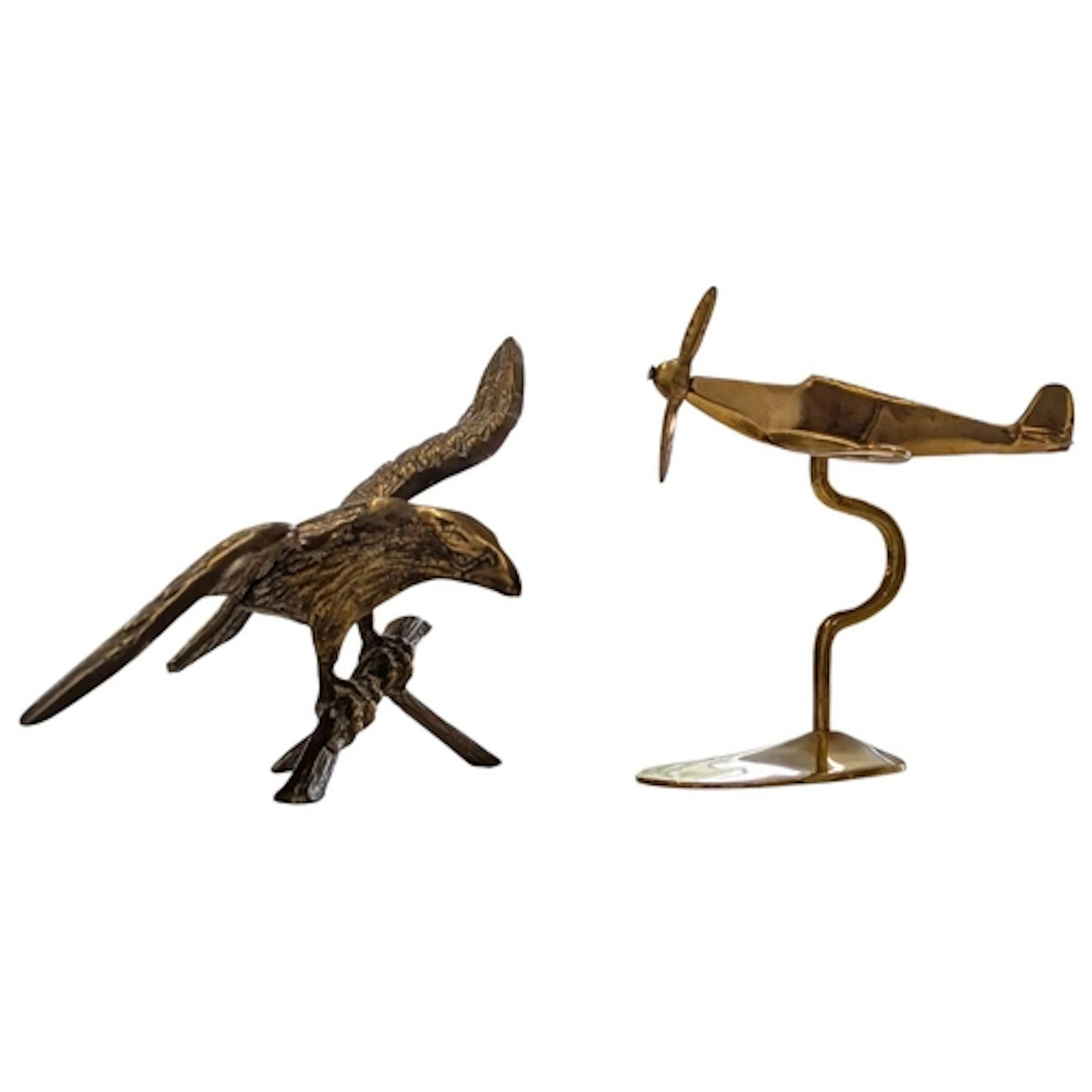 Two vintage 20th century brass sculpture / figures. Includin...