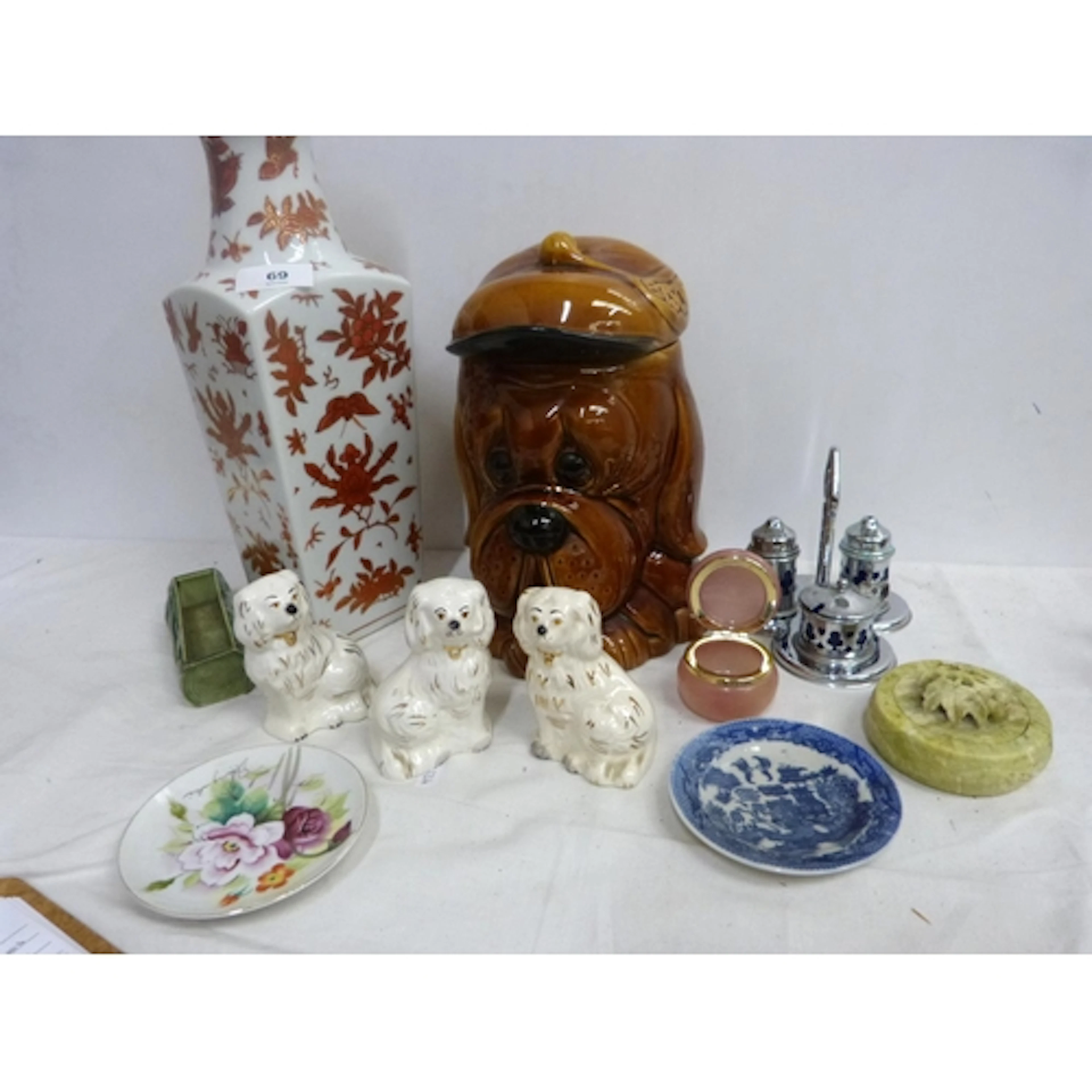 Collection of various to include dog novelty biscuit barrel,...