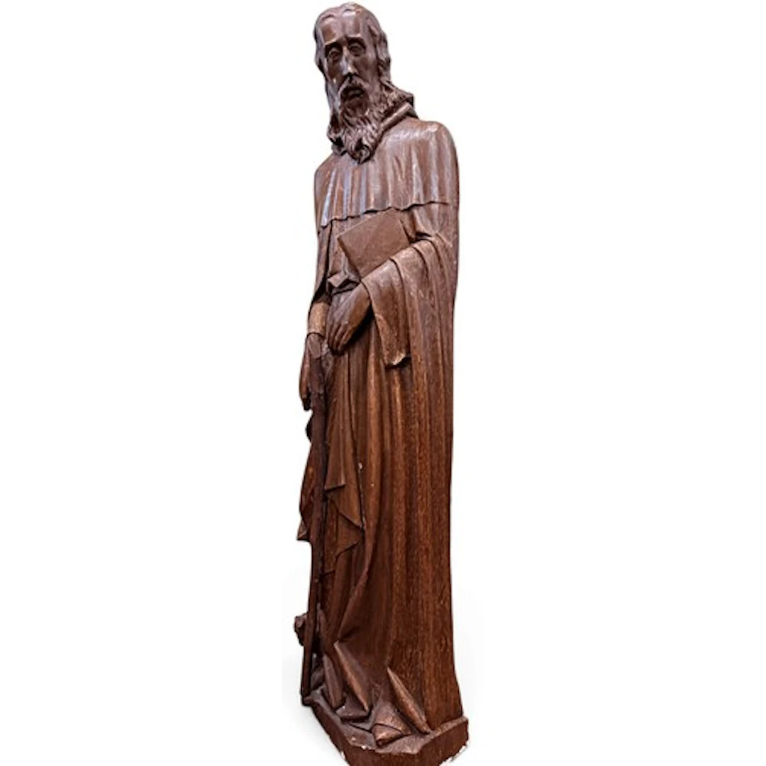 A large plaster statue of Saint Anthony Abbot, presented wit...