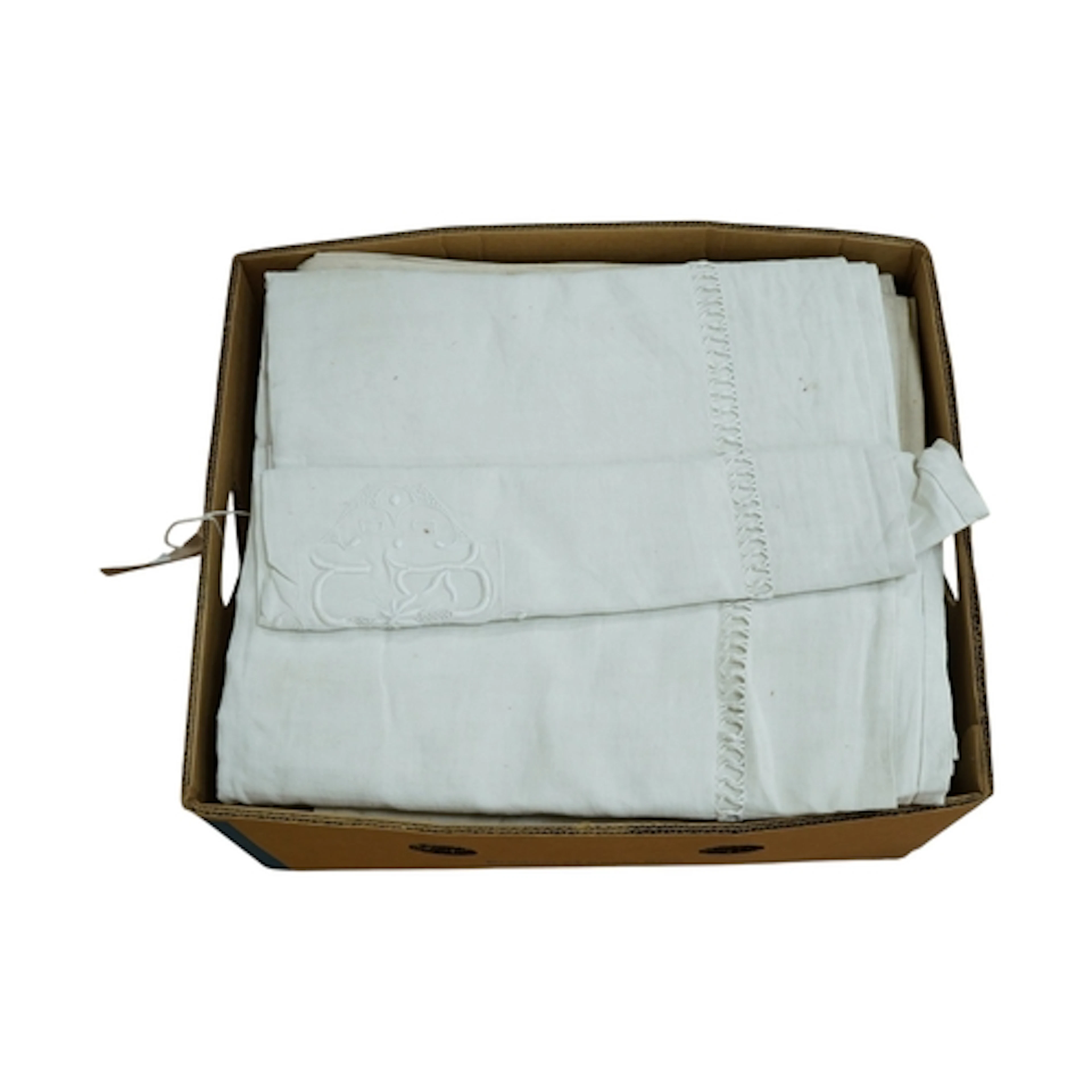 Nine embroidered French linen sheets
