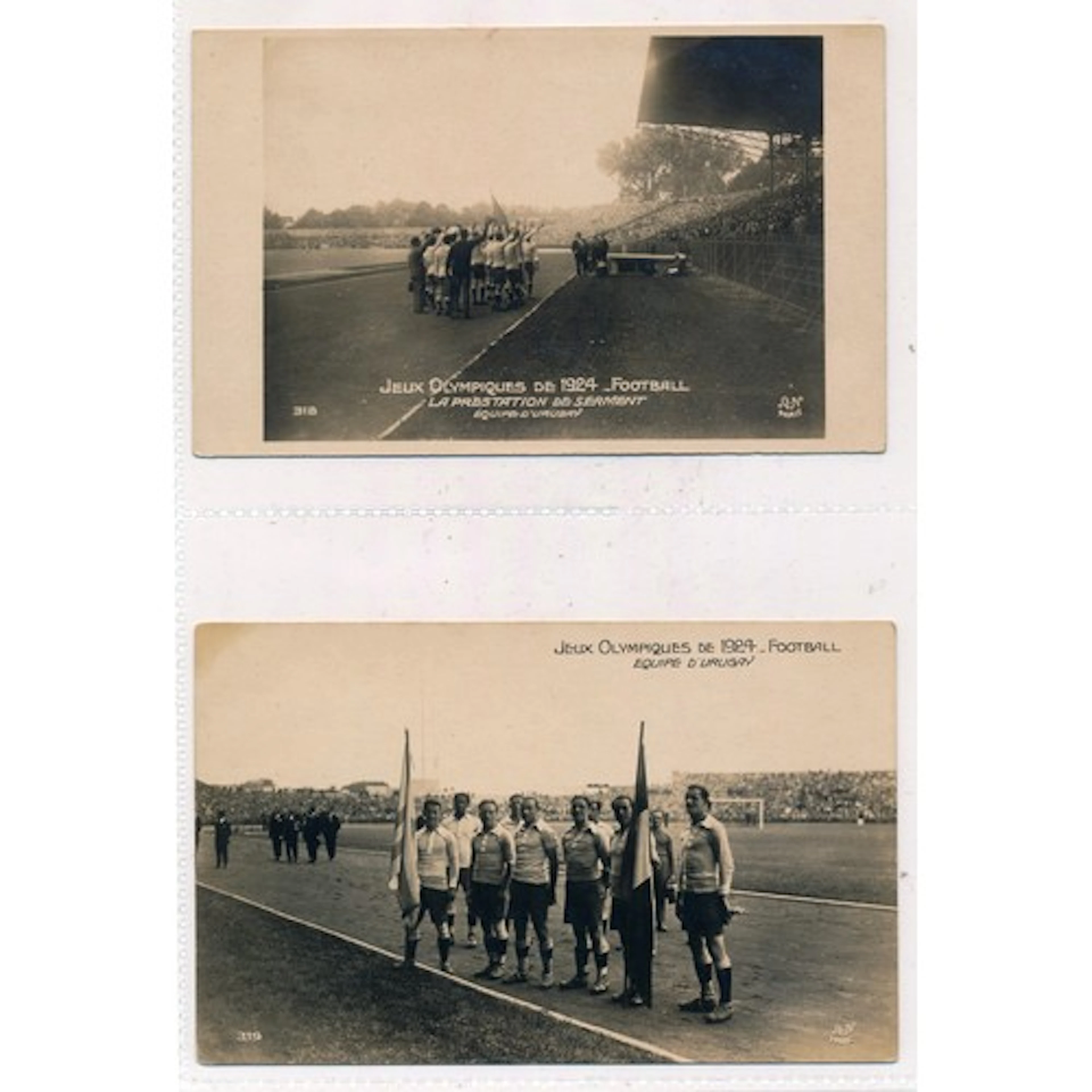 Vintage soccer cards, 2 Uruguay 1924 A&N Paris Olympics card...
