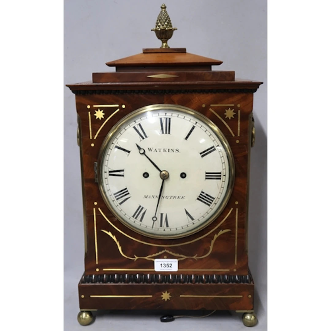 Regency mahogany and cut brass inlaid bracket clock, with ma...