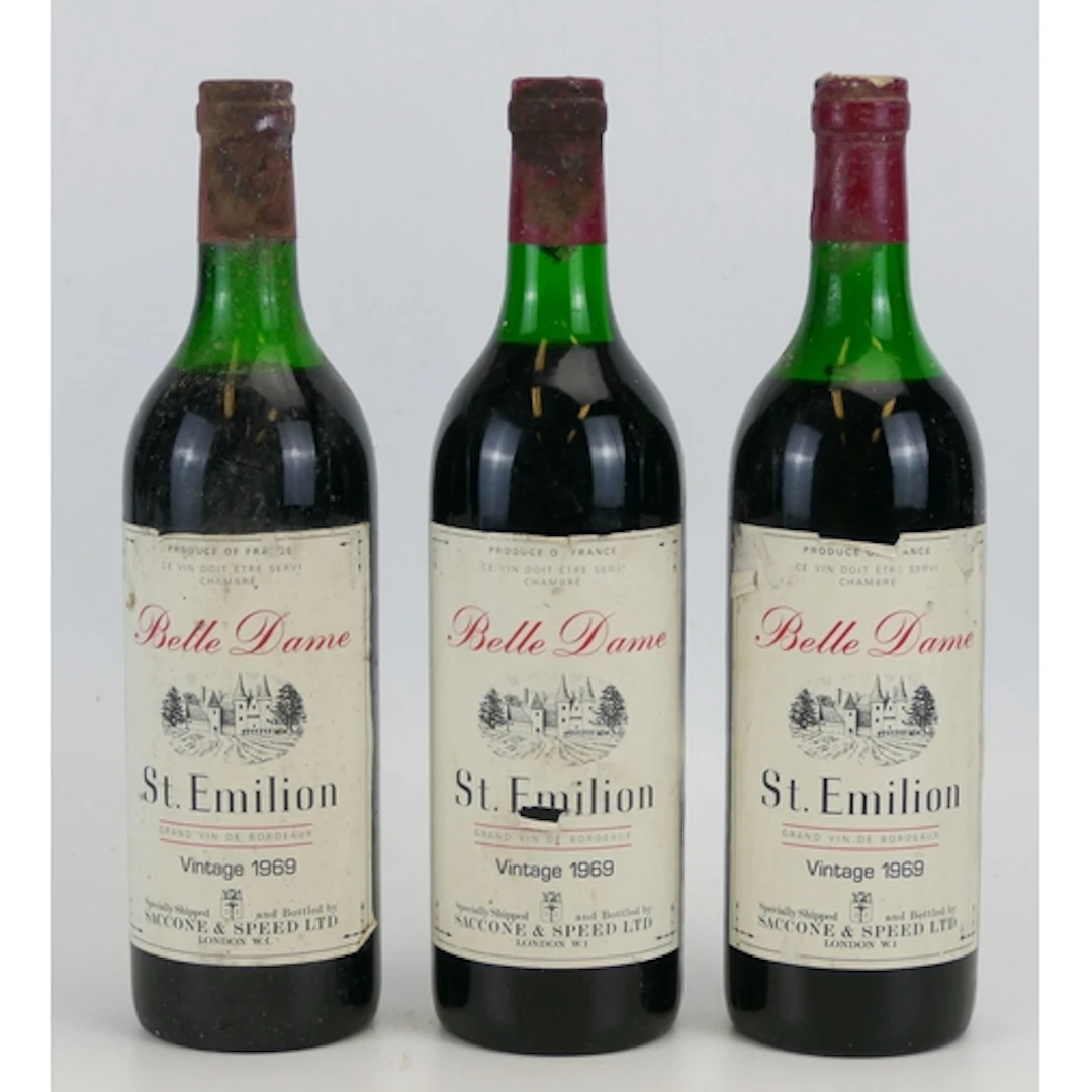 Three bottles of 1969 vintage St Emilion, Belle Dance Bordea...