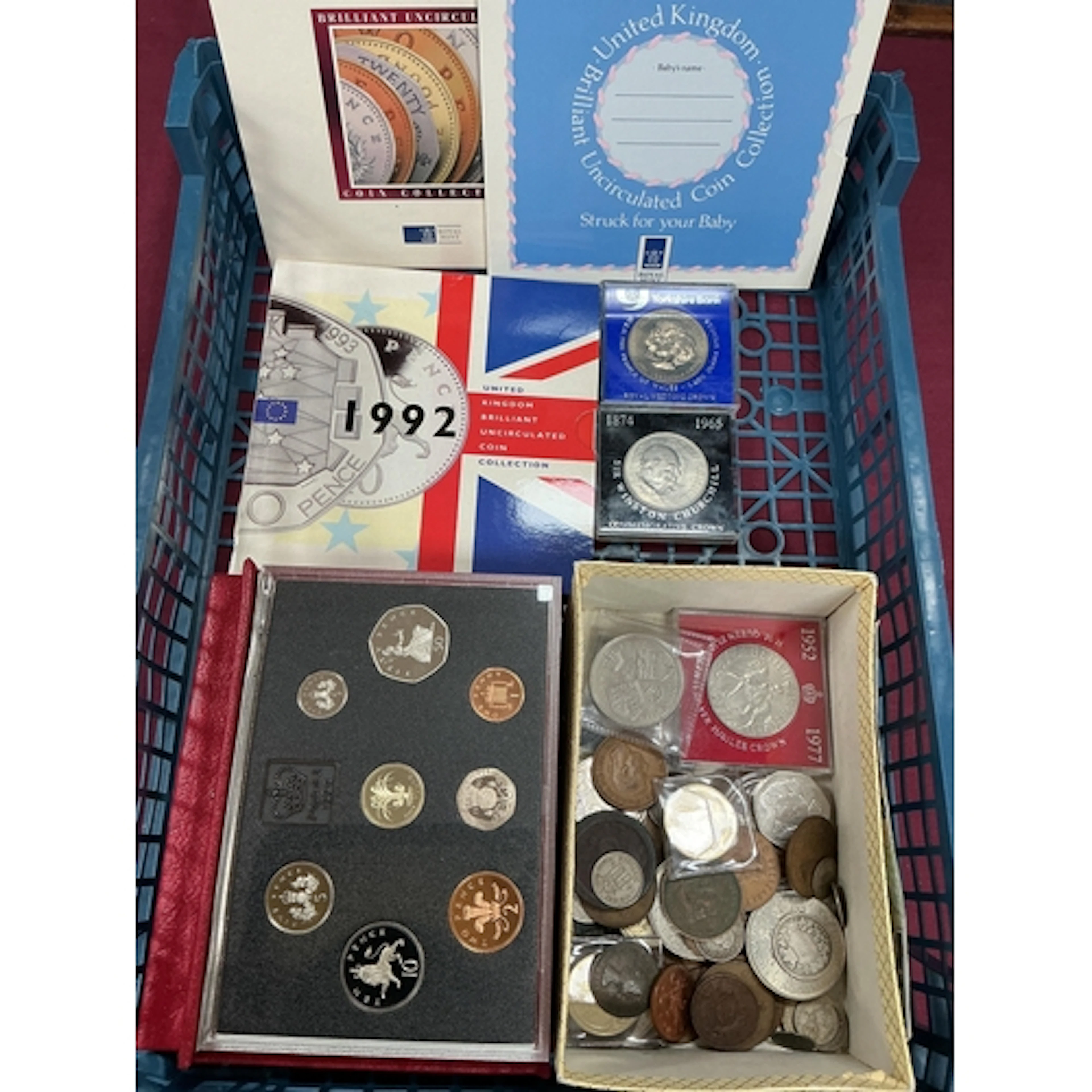 Collection Of GB Coins And Coin Sets, includes a 1992 Royal ...