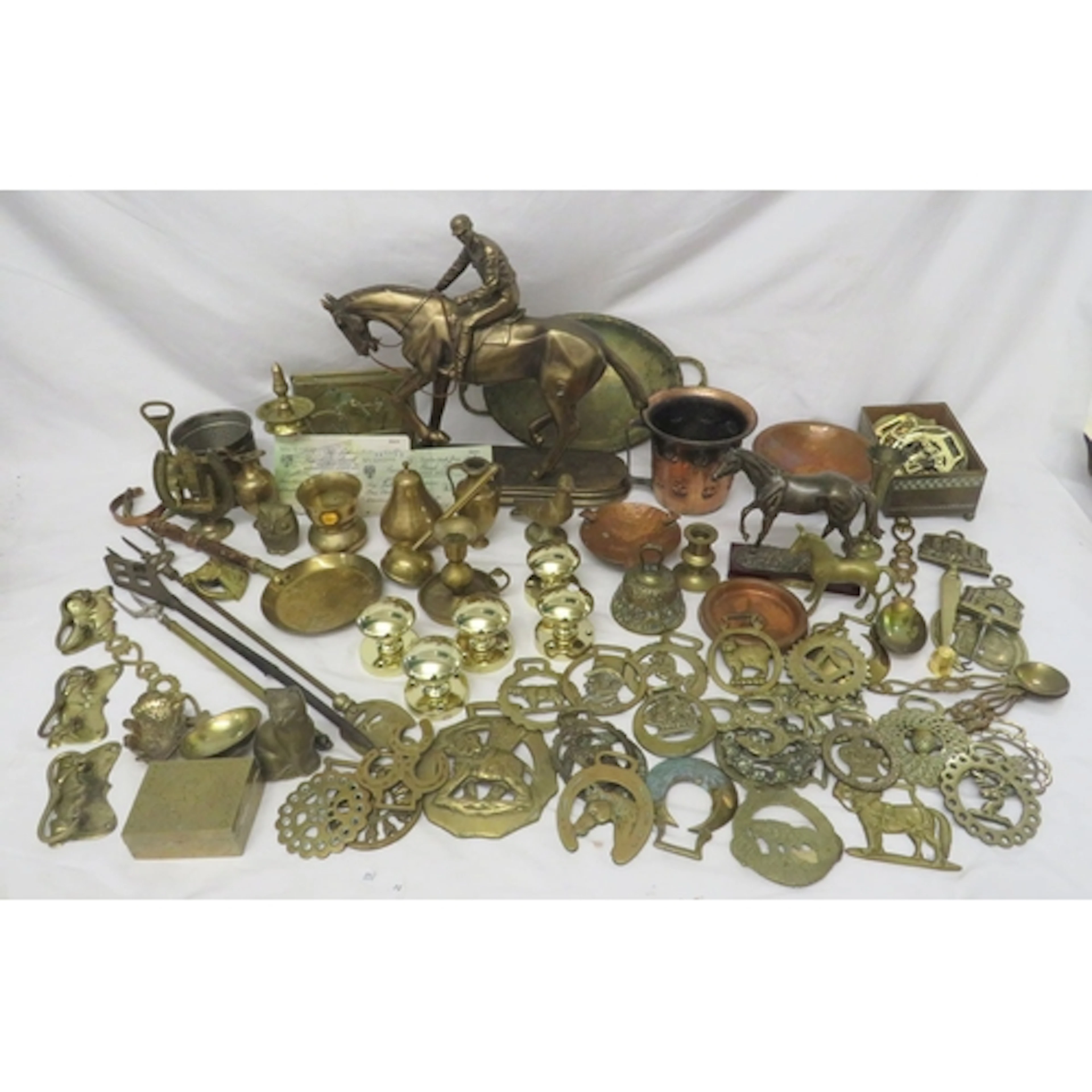 Contemporary Brass Door handles, loose horse brasses, copper...