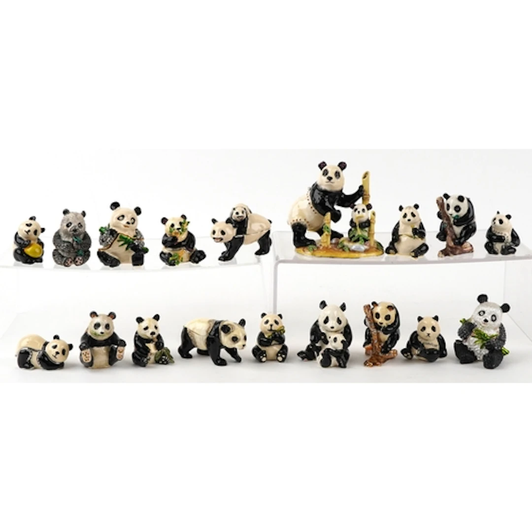 Collection of novelty enamelled trinket boxes in the form of...