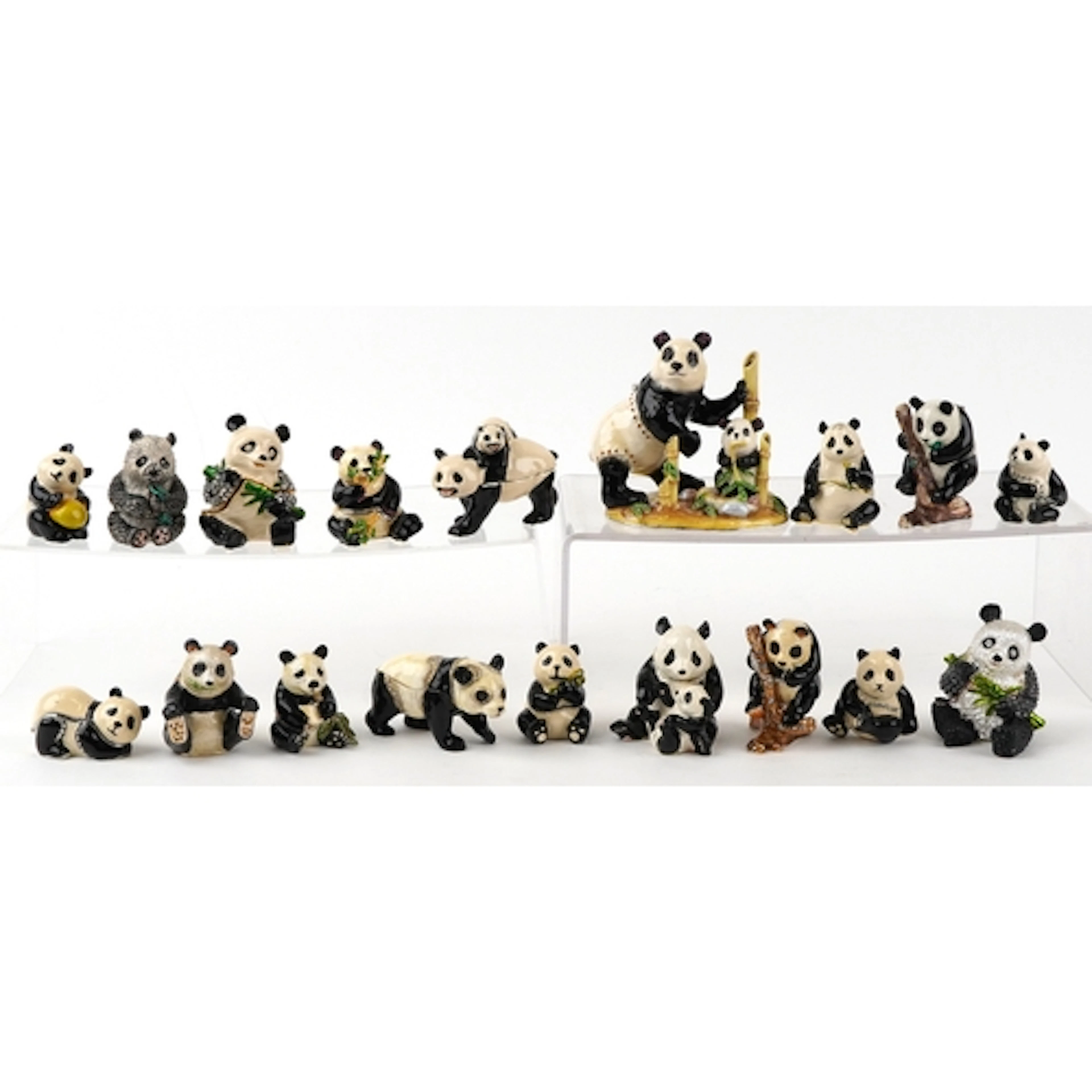 Collection of novelty enamelled trinket boxes in the form of...