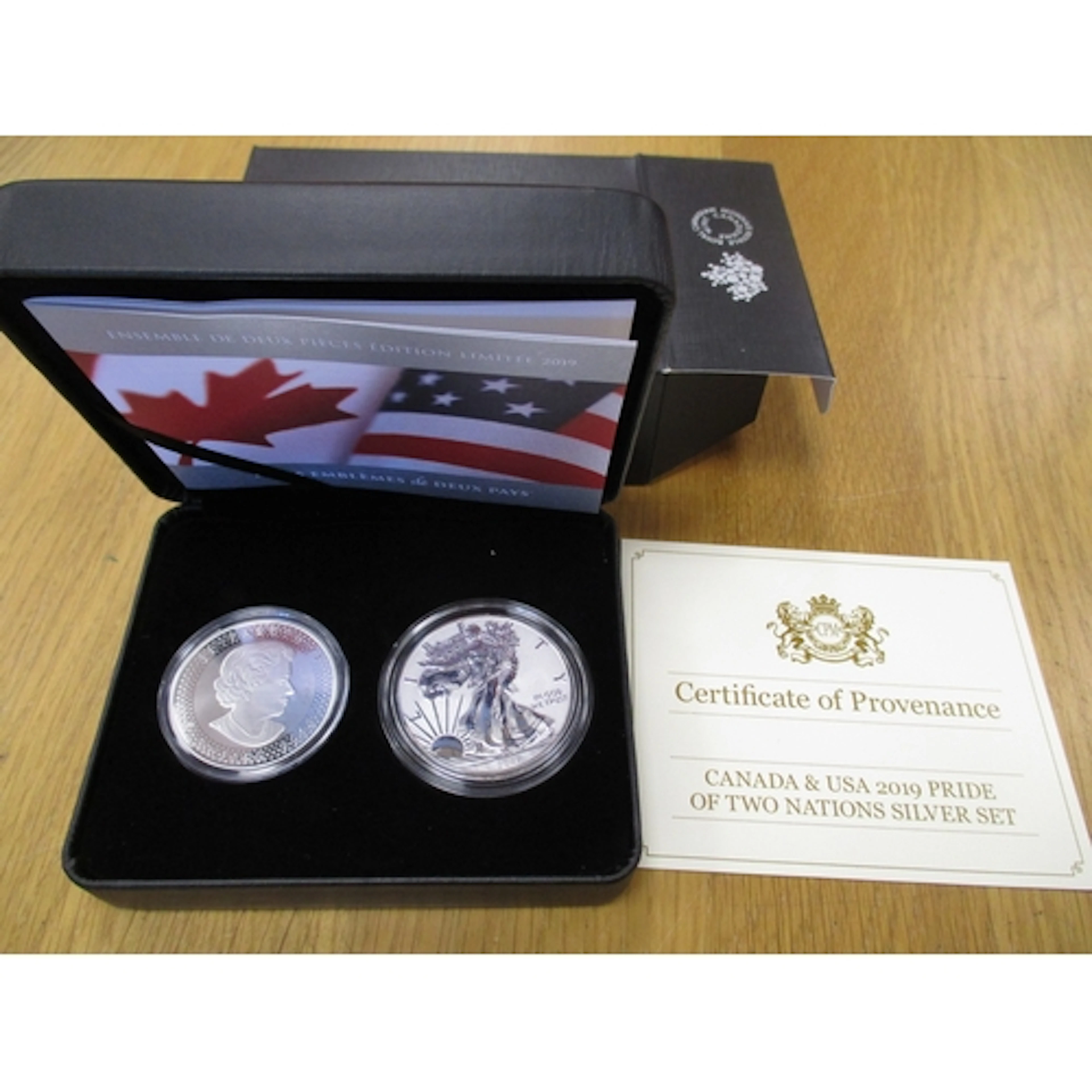 2019 silver boxed twin set with Canada $5 modified proof and...