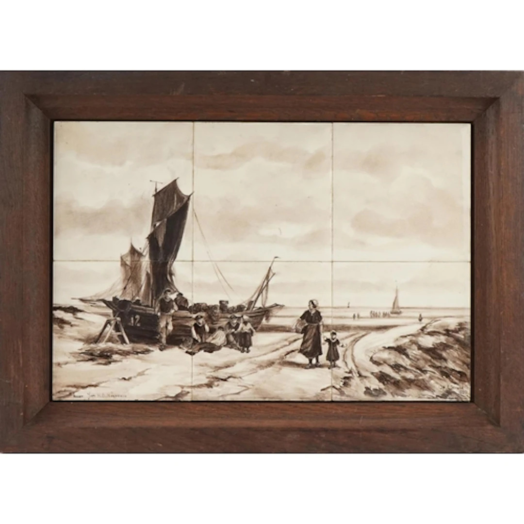 Jan H. B. Koekkoek - Op't Strand, a 19th century Dutch Schoo...
