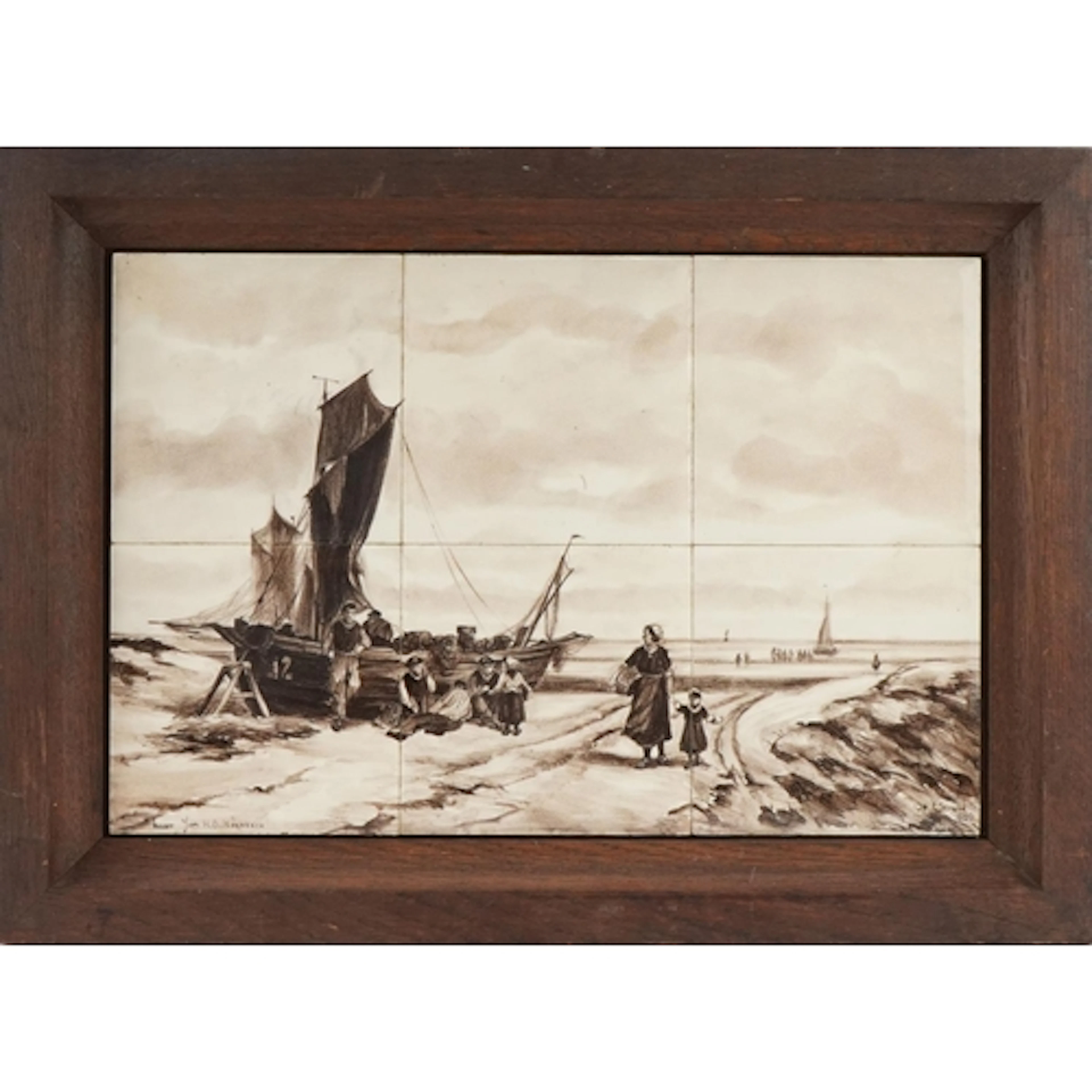 Jan H. B. Koekkoek - Op't Strand, a 19th century Dutch Schoo...